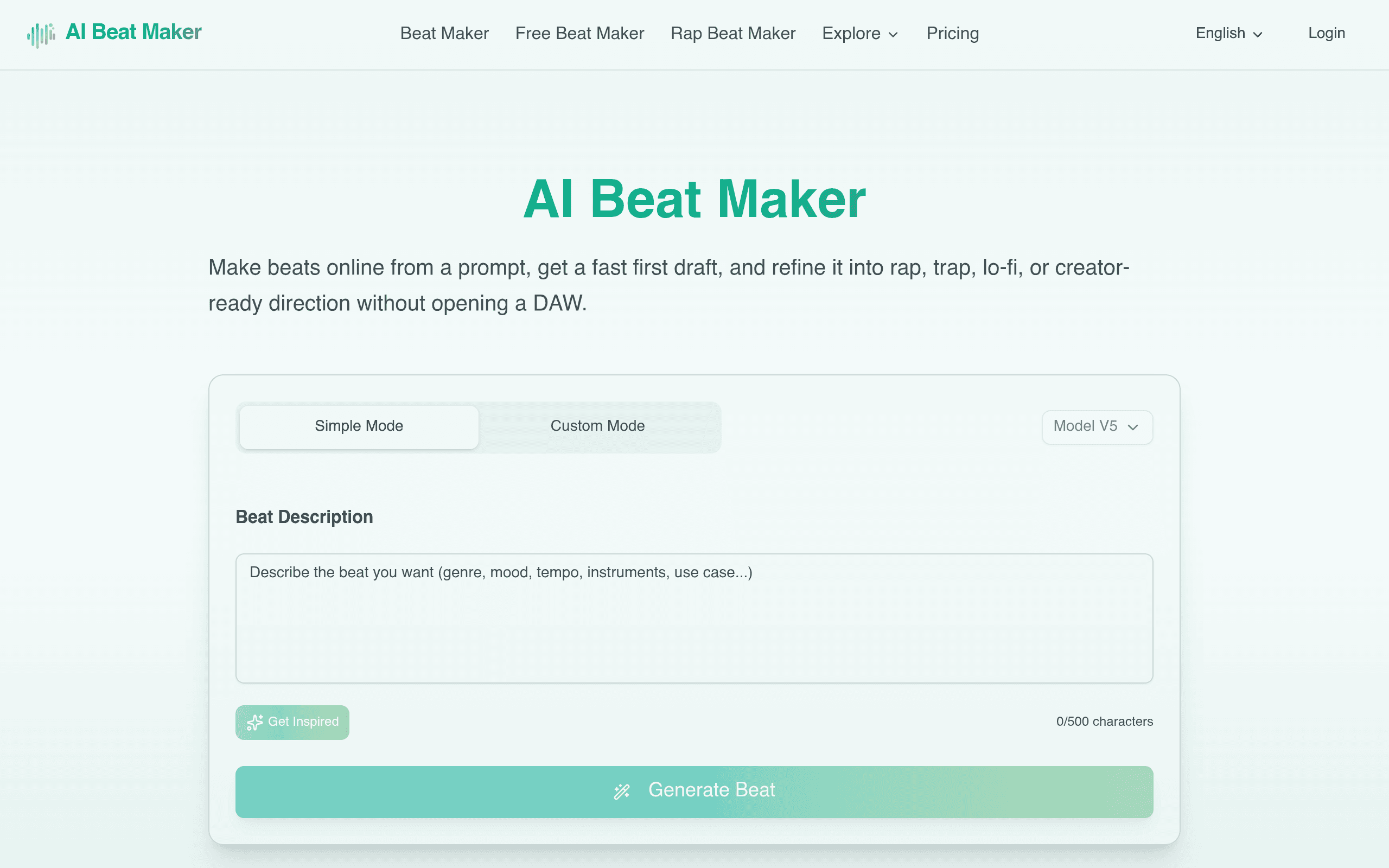 Screenshot of AIBeatMaker