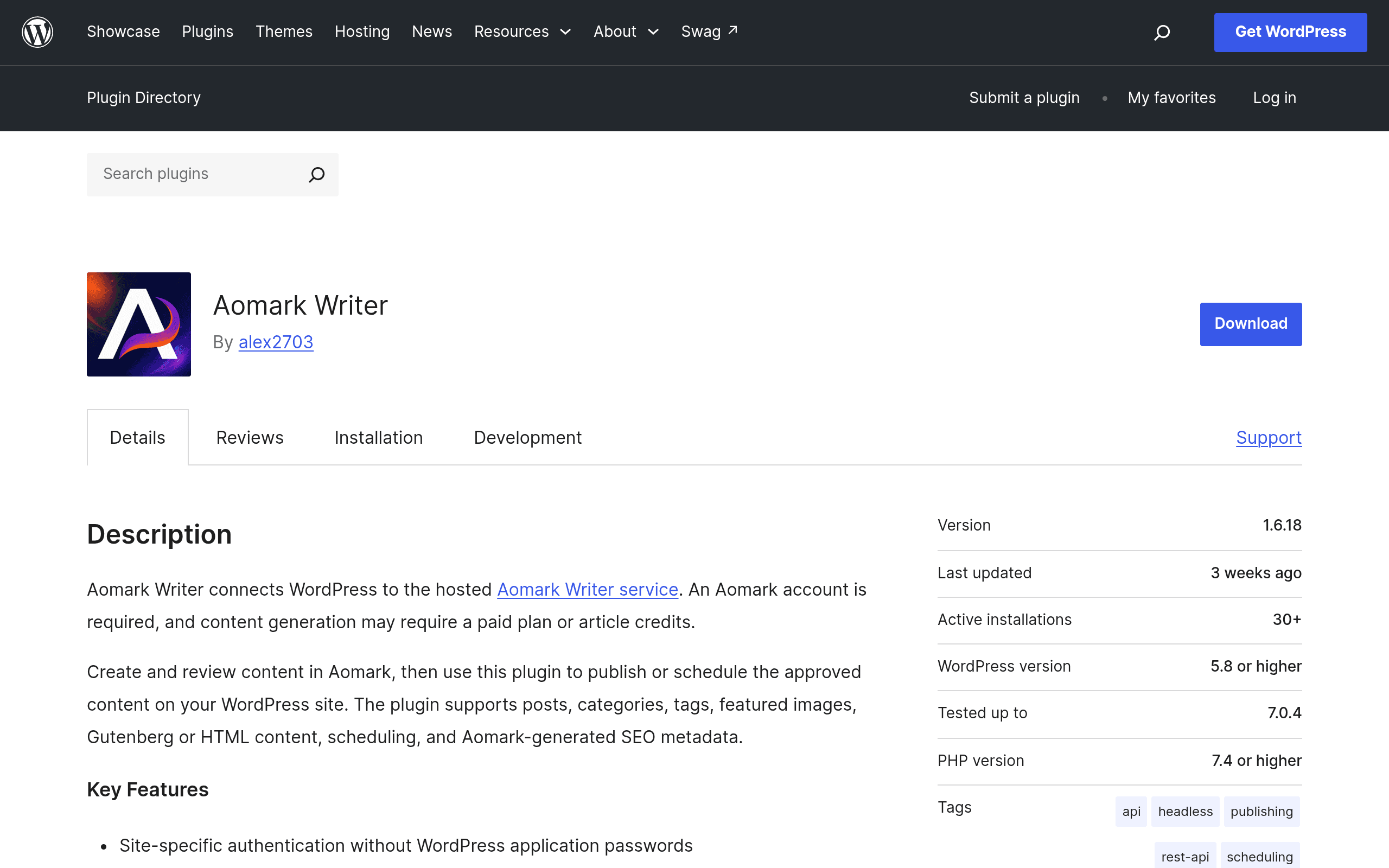 Screenshot of Aomark Writer