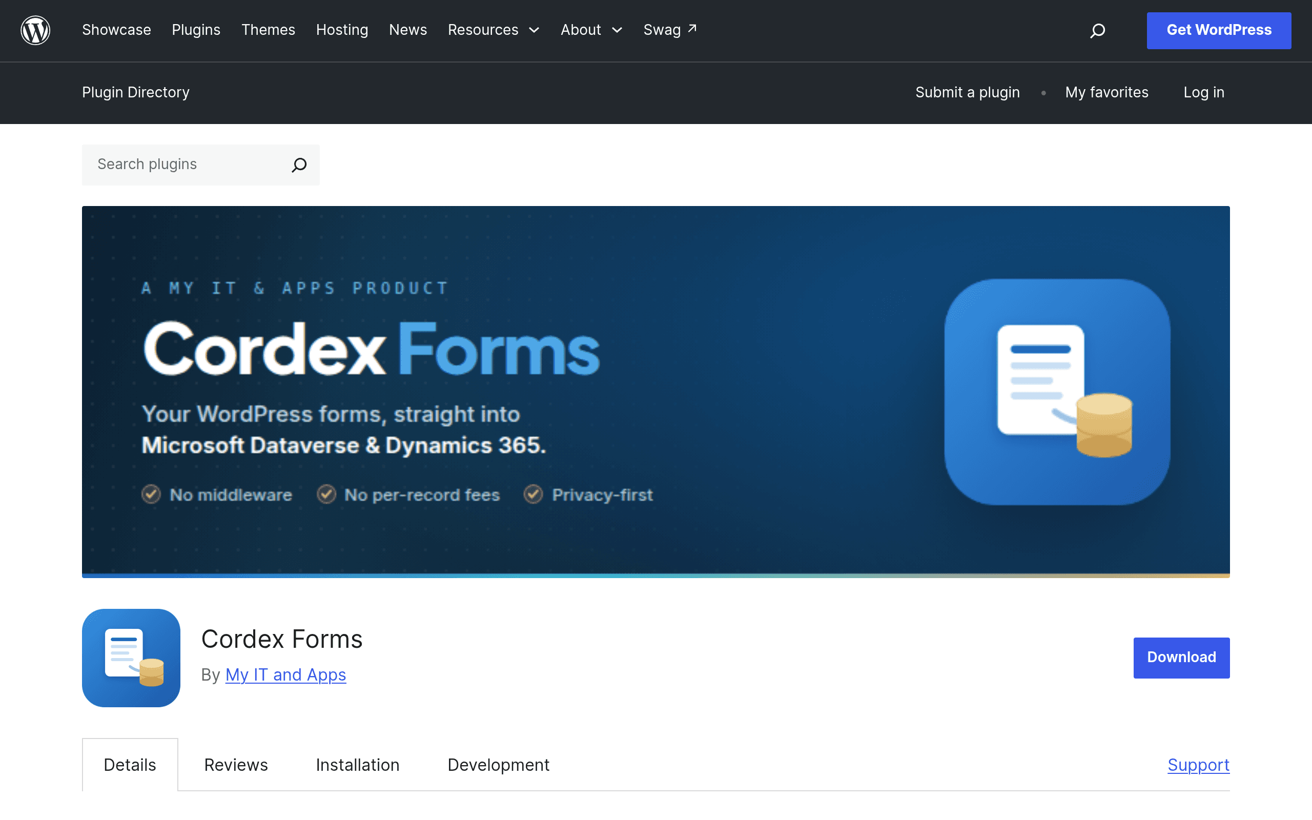 Screenshot of Cordex Forms
