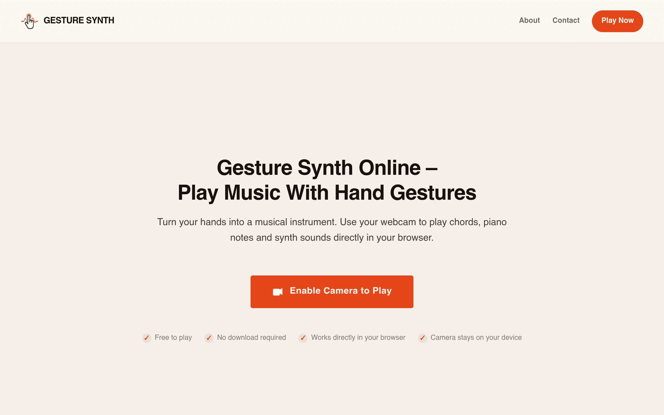 Screenshot of Gesture Synth