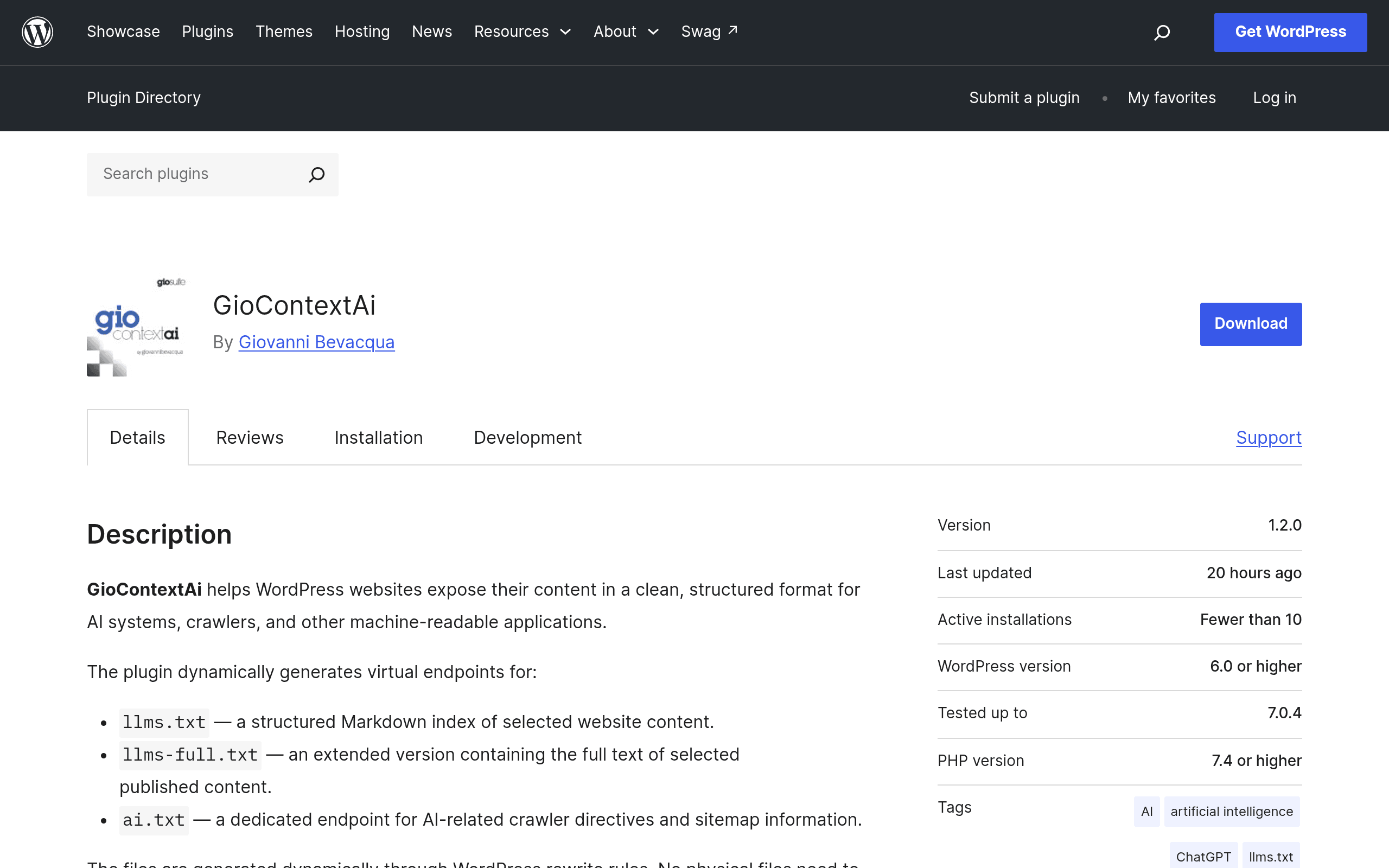 Screenshot of GioContextAi