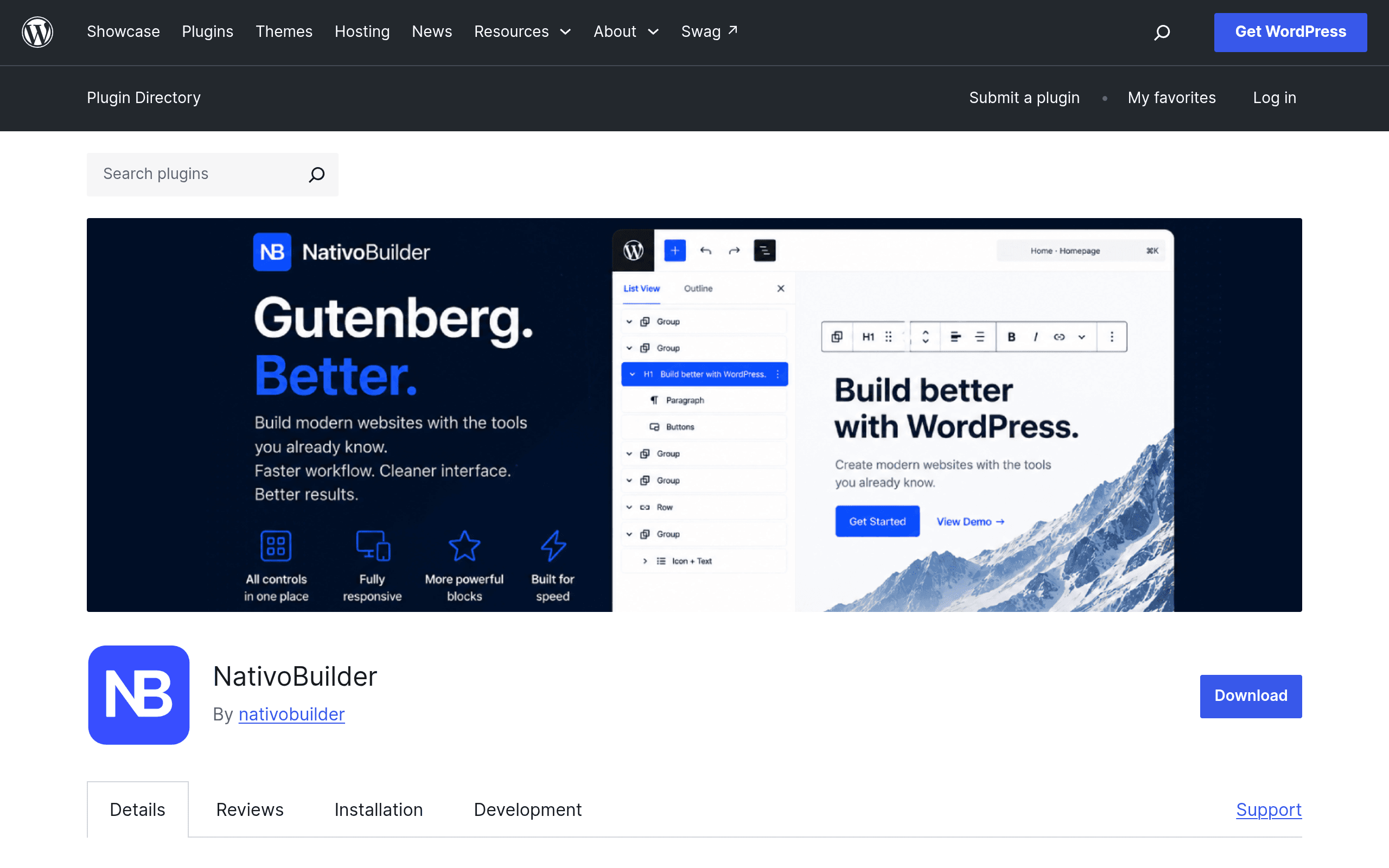Screenshot of NativoBuilder