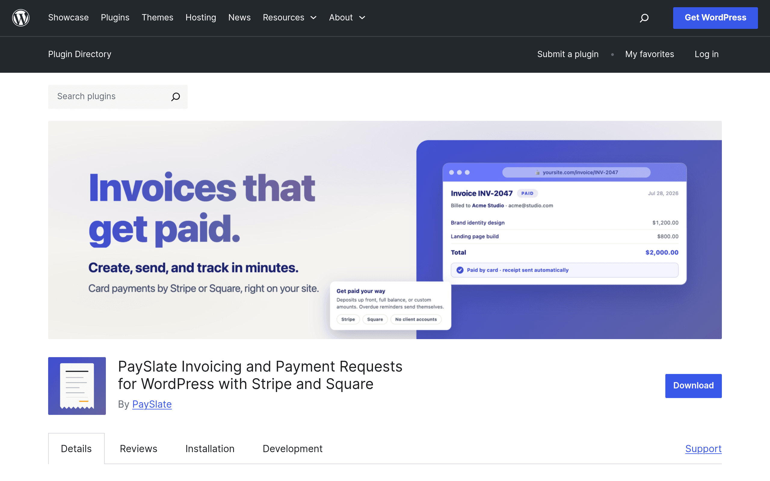 Screenshot of PaySlate