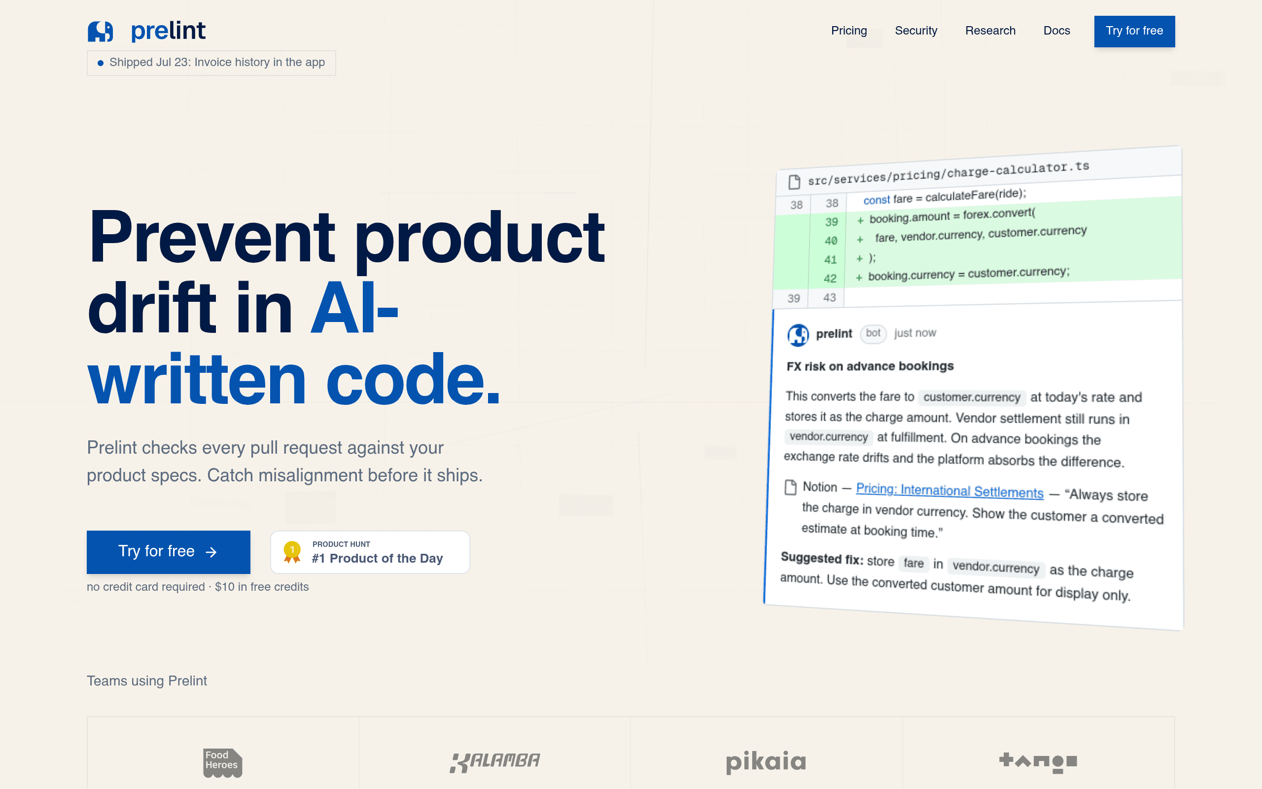 Screenshot of Prelint
