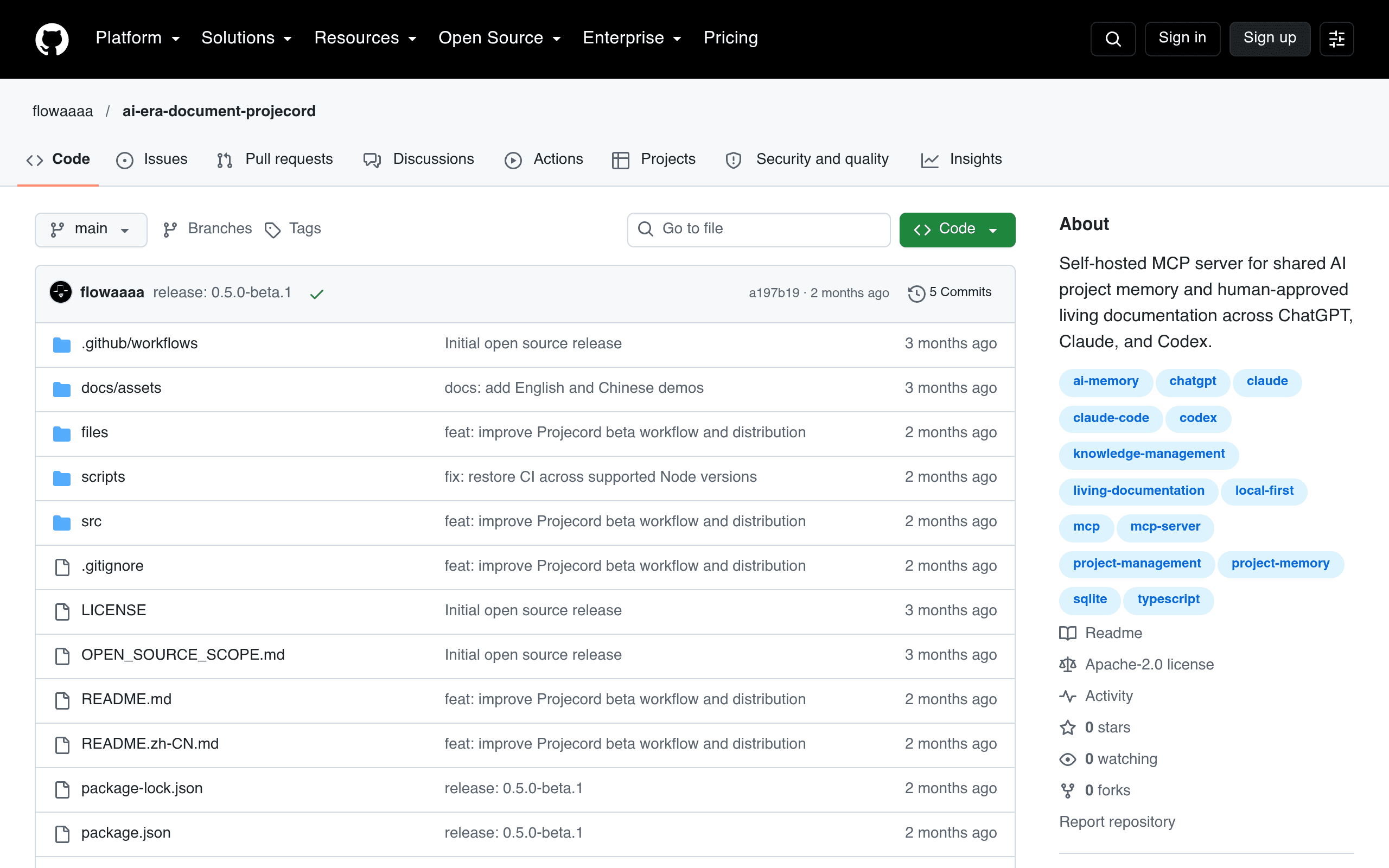 Screenshot of Projecord