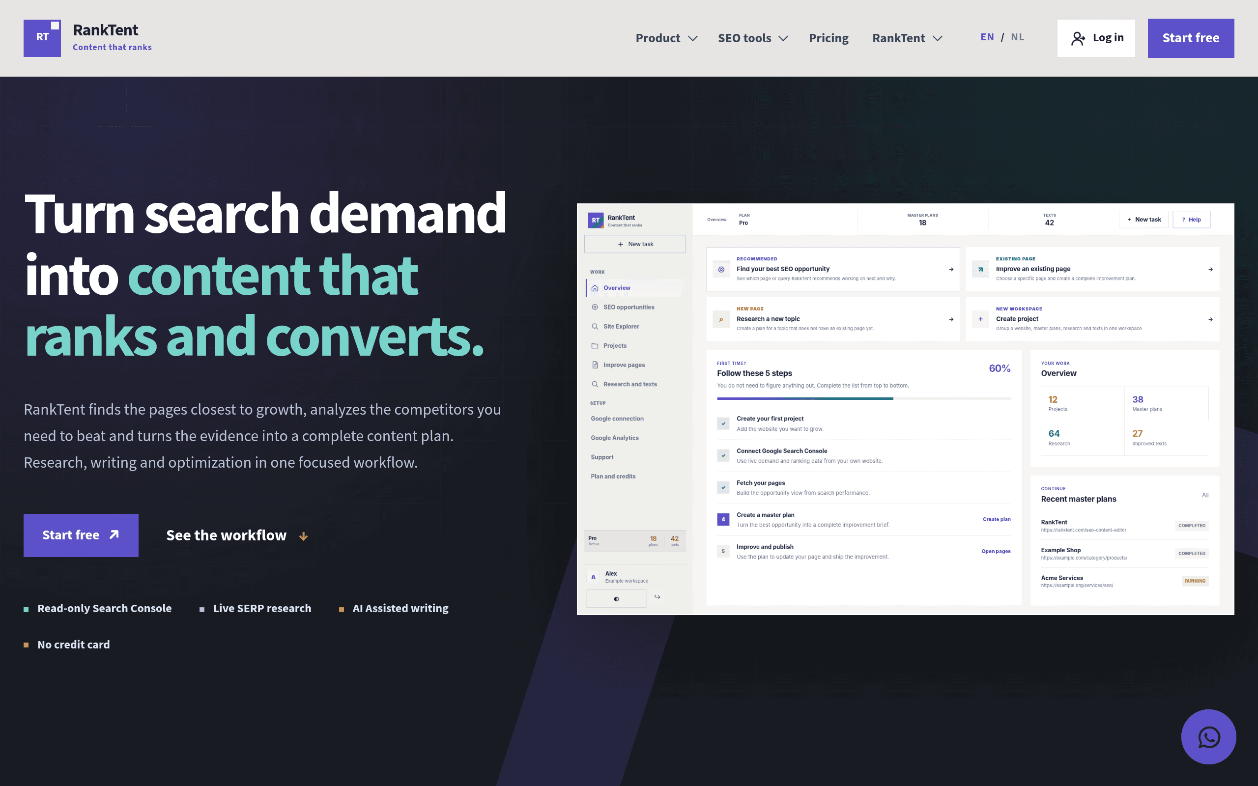 Screenshot of RankTent