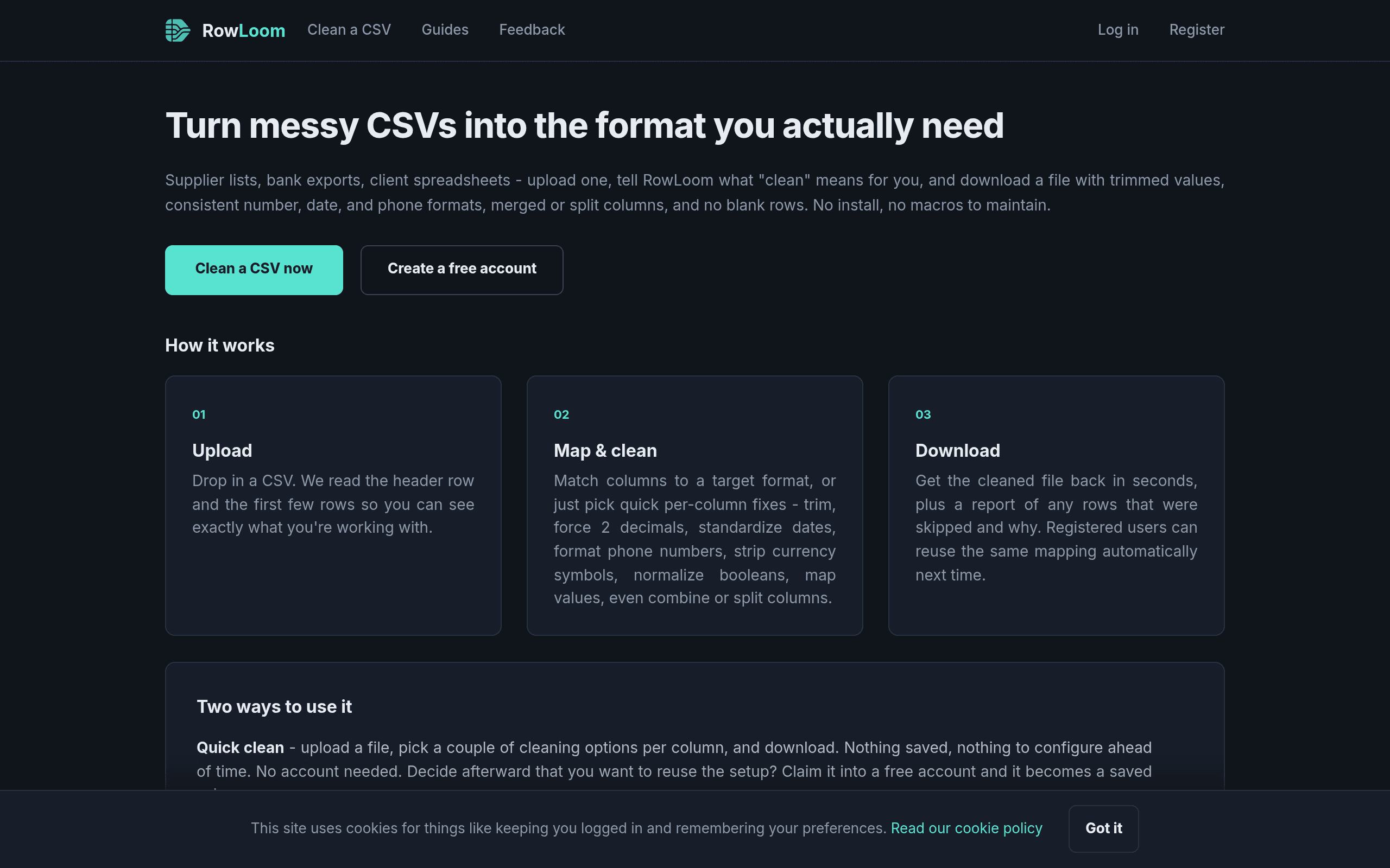 Screenshot of RowLoom