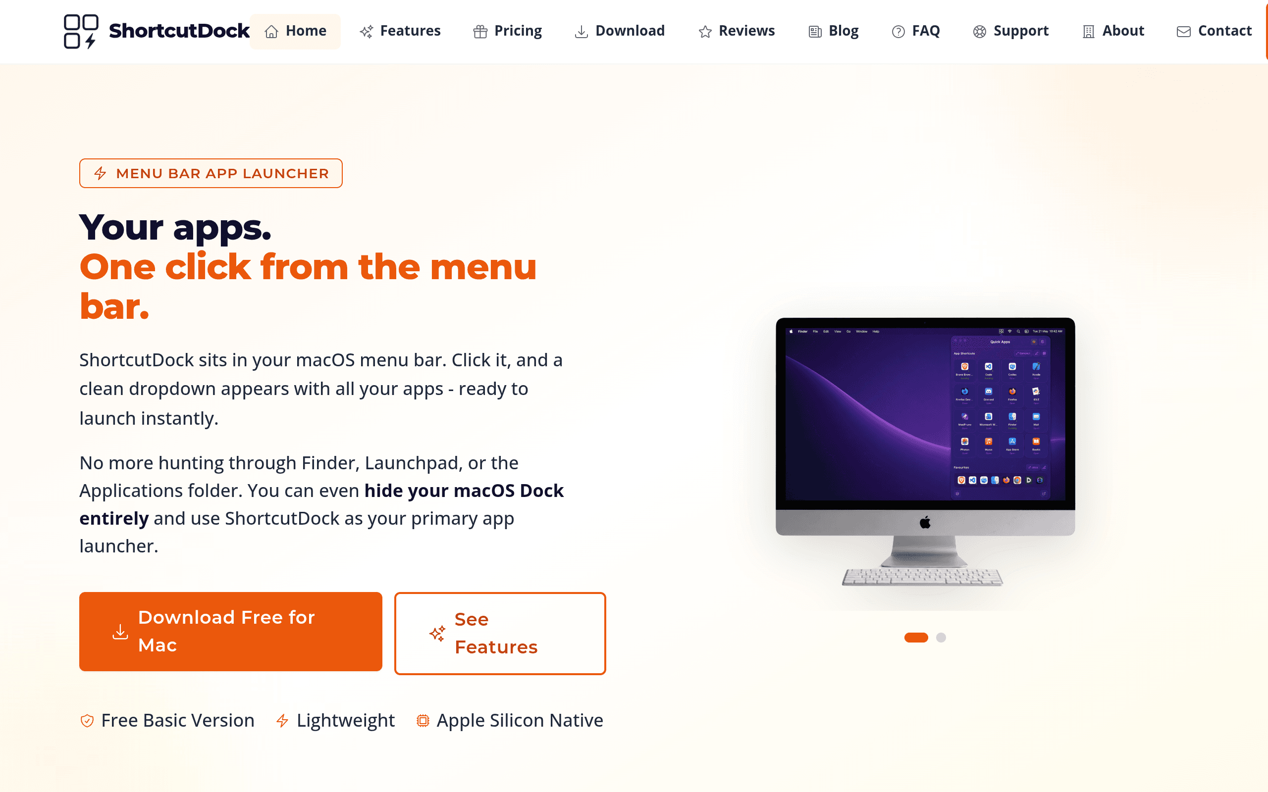 Screenshot of ShortcutDock
