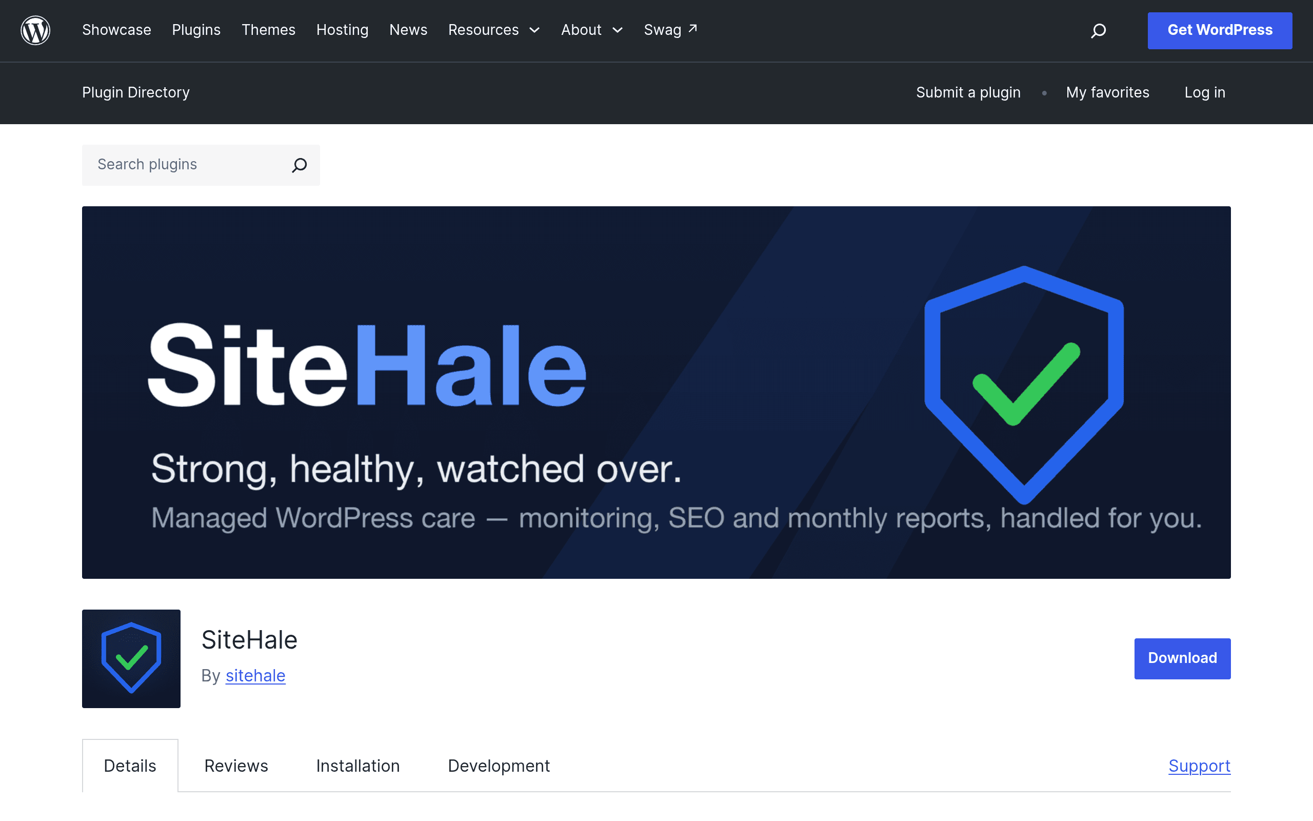 Screenshot of SiteHale