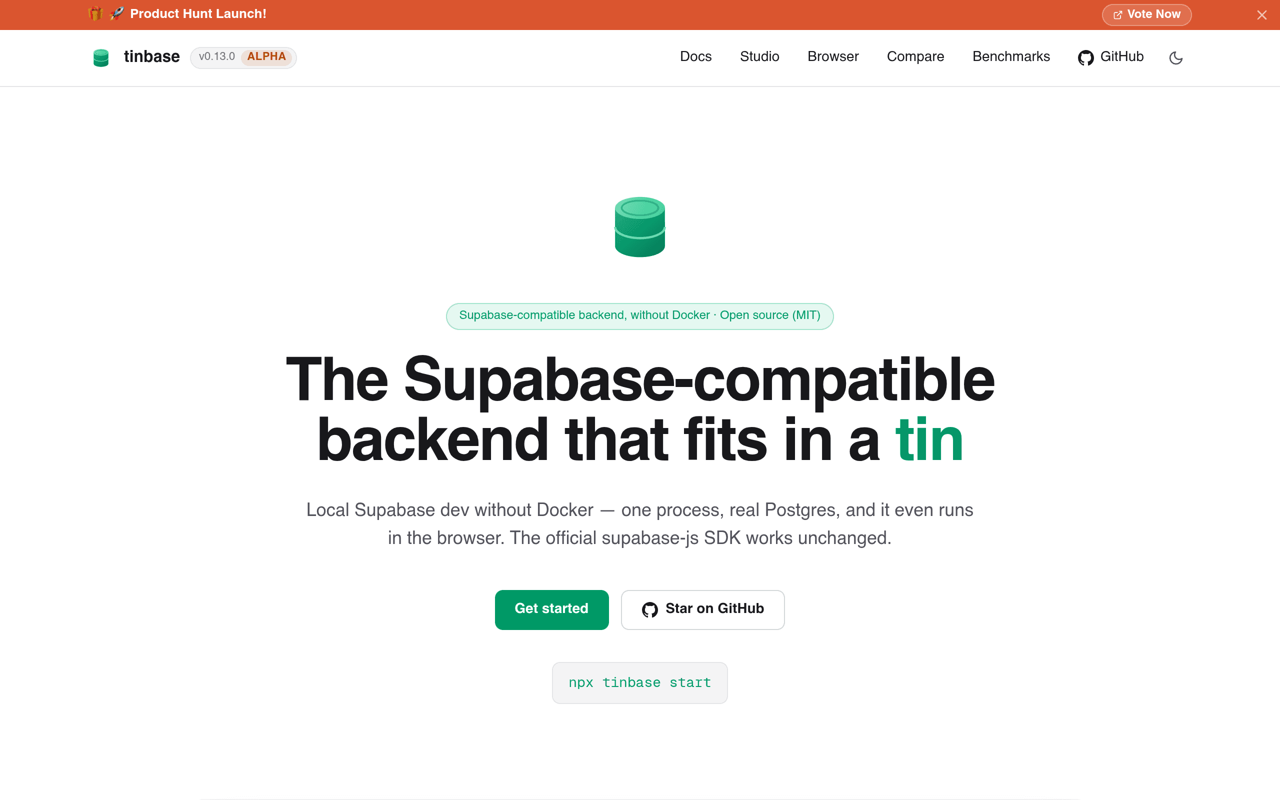 Screenshot of tinbase