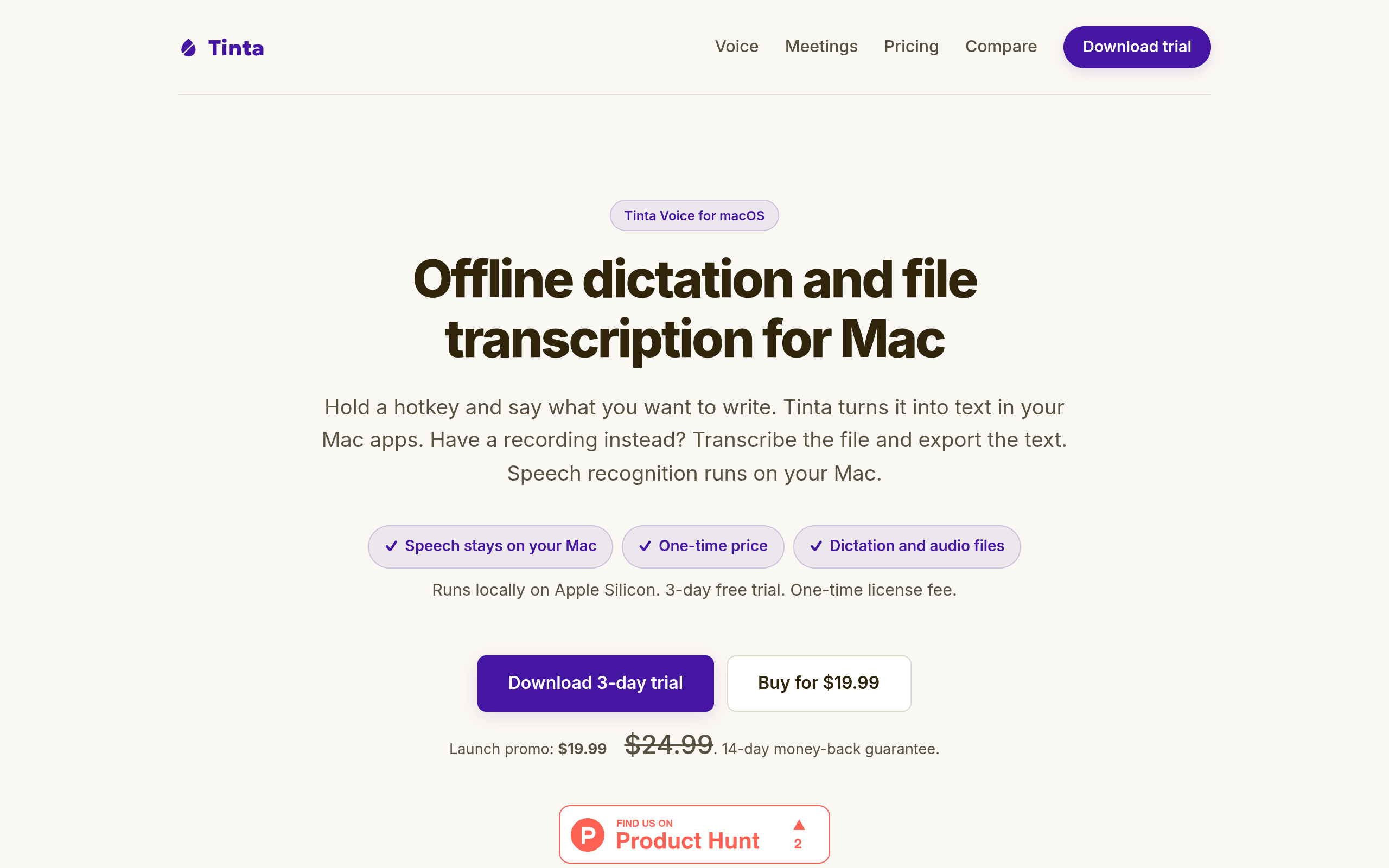 Screenshot of Tinta Voice