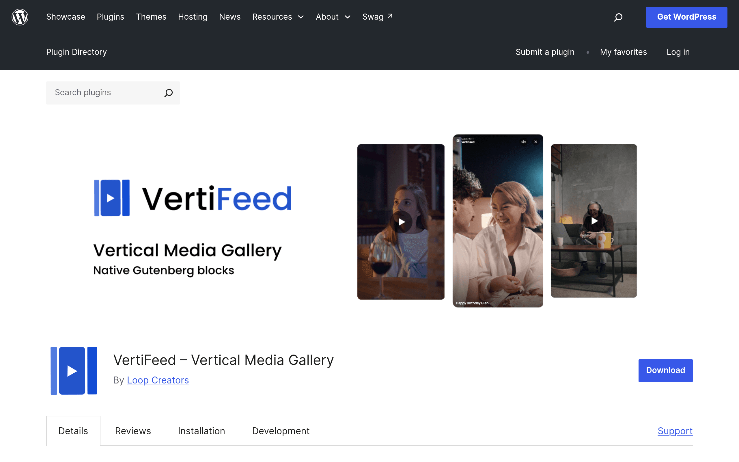 Screenshot of VertiFeed
