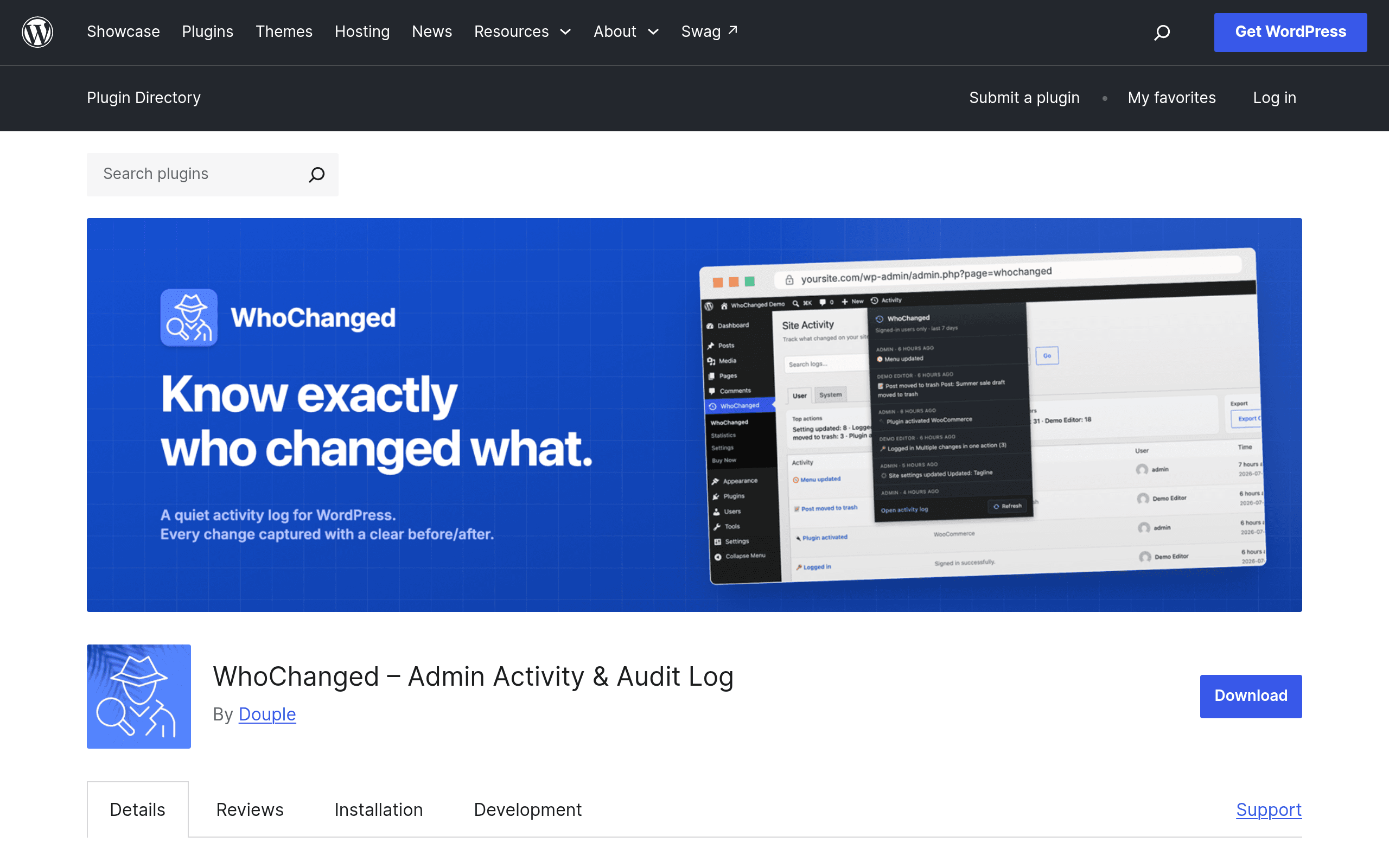 Screenshot of WhoChanged