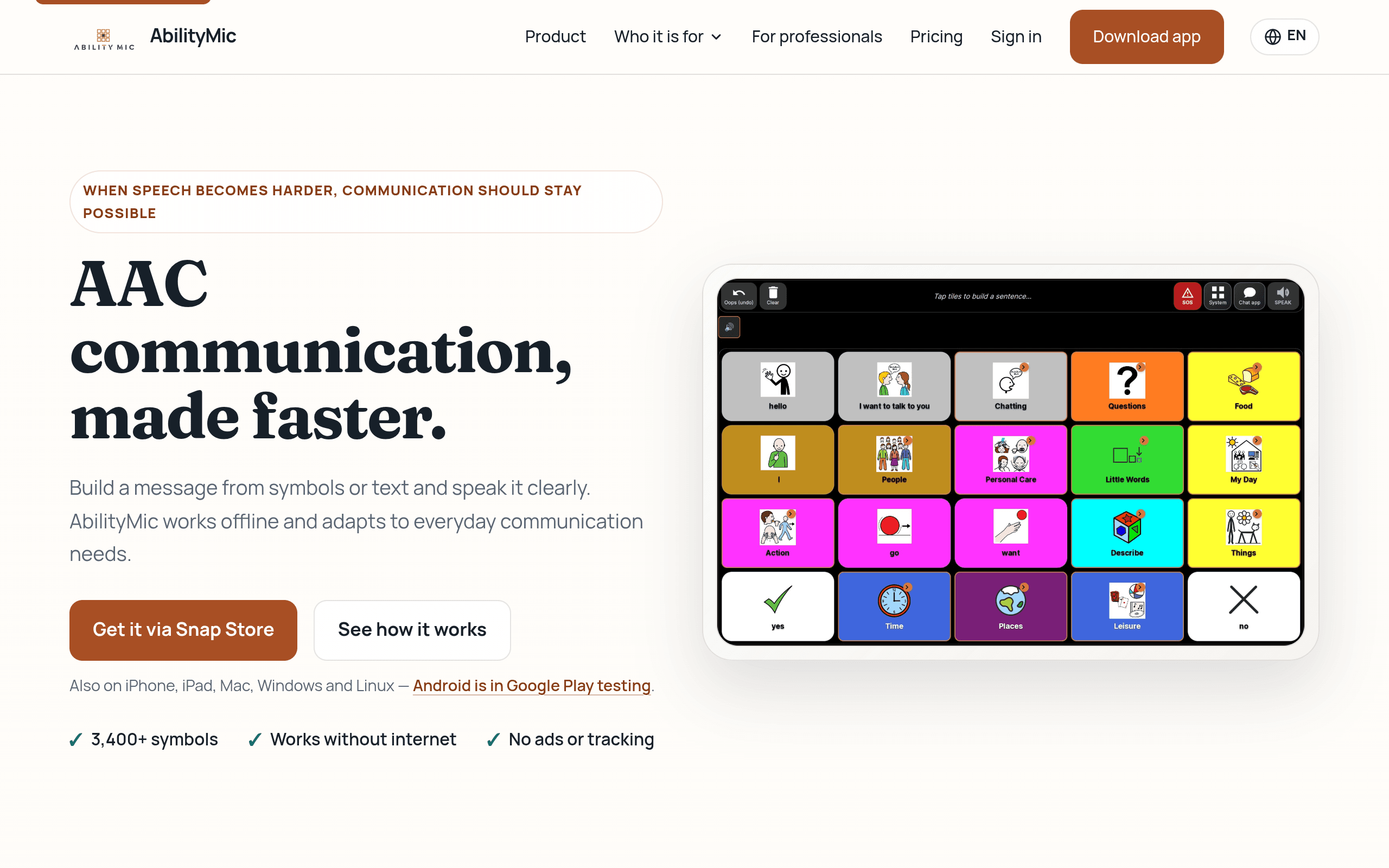 Screenshot of AbilityMic