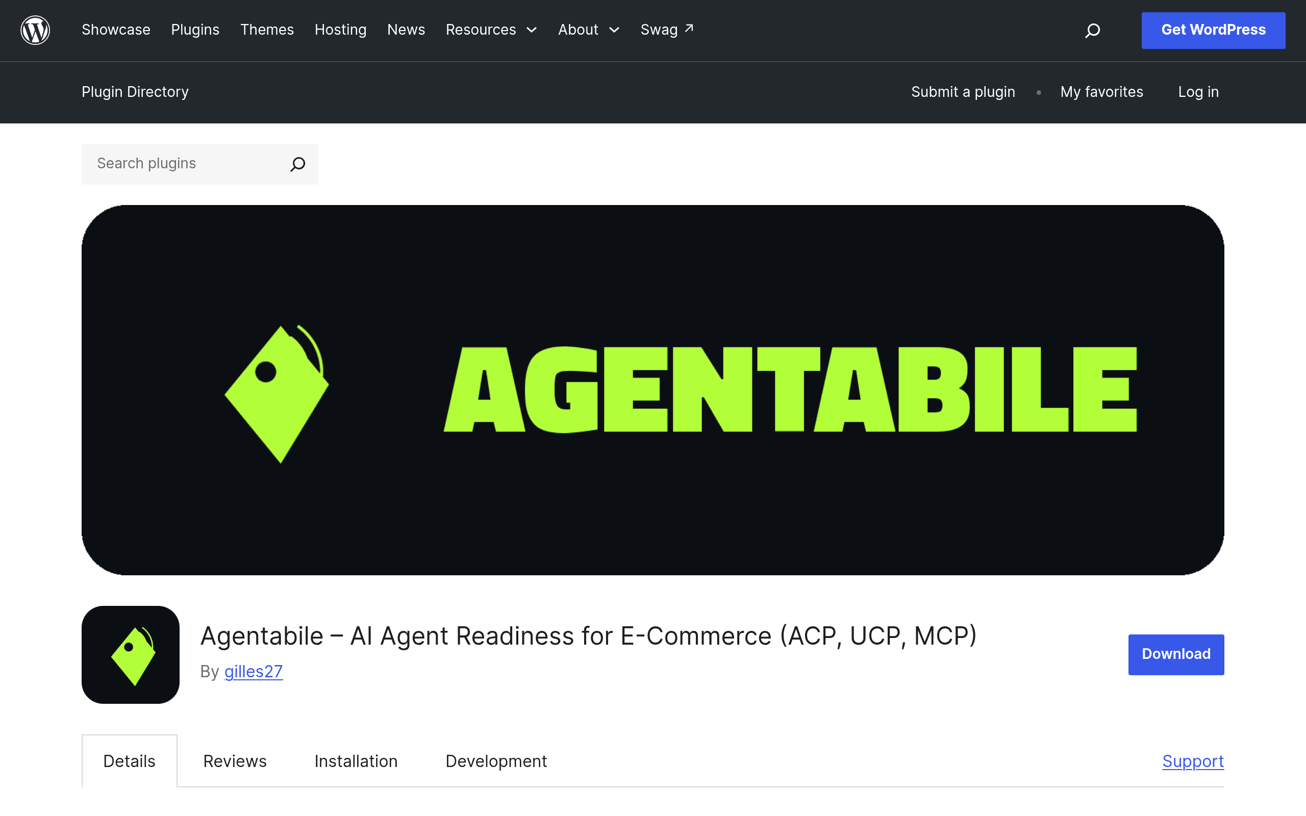 Screenshot of Agentabile – AI Agent Readiness for E-Commerce (ACP, UCP, MCP)