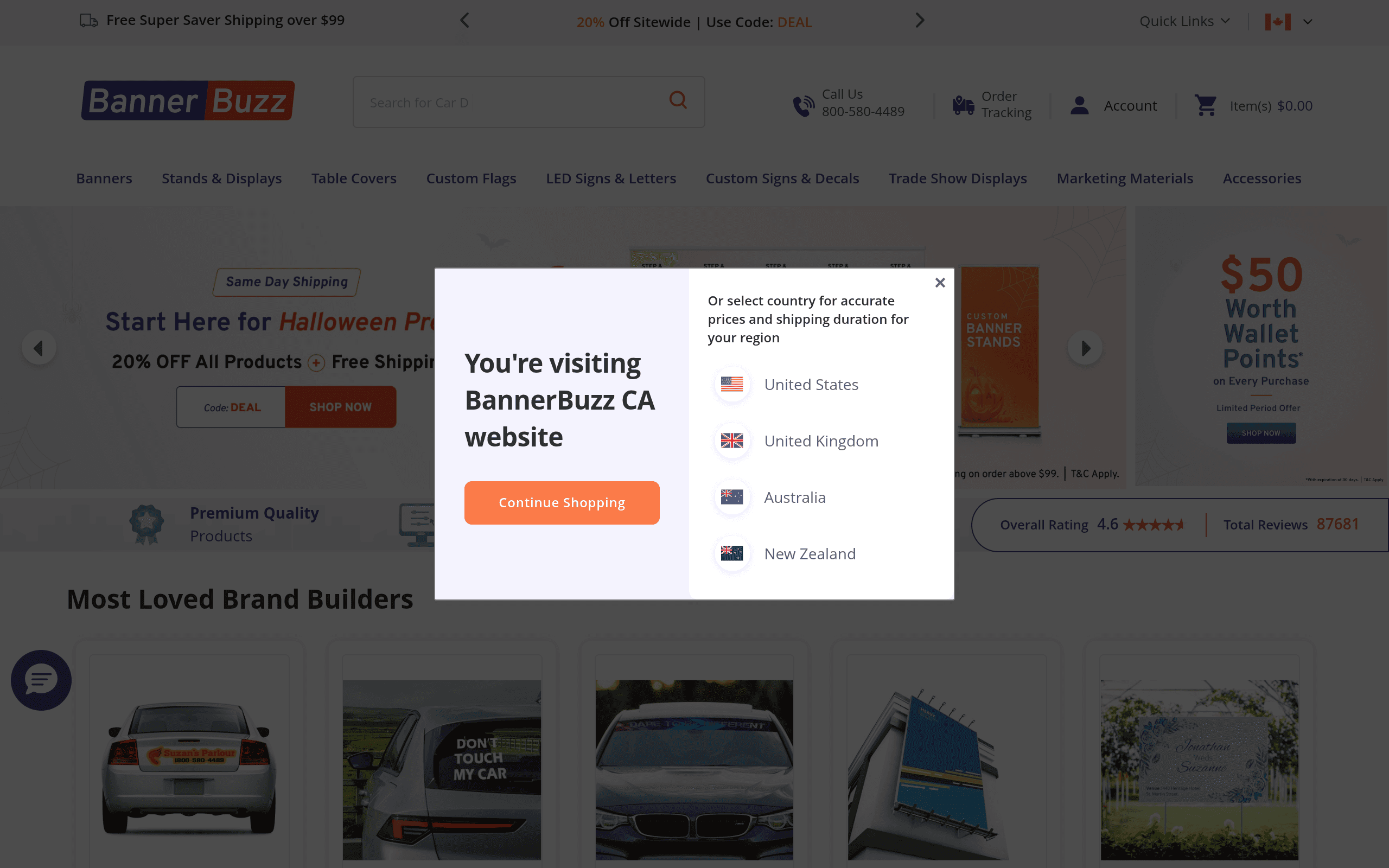 Screenshot of BannerBuzz Canada