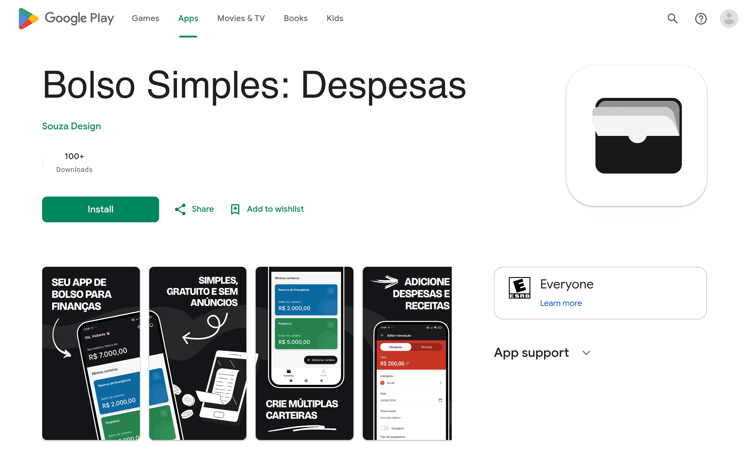 Screenshot of Bolso Simples