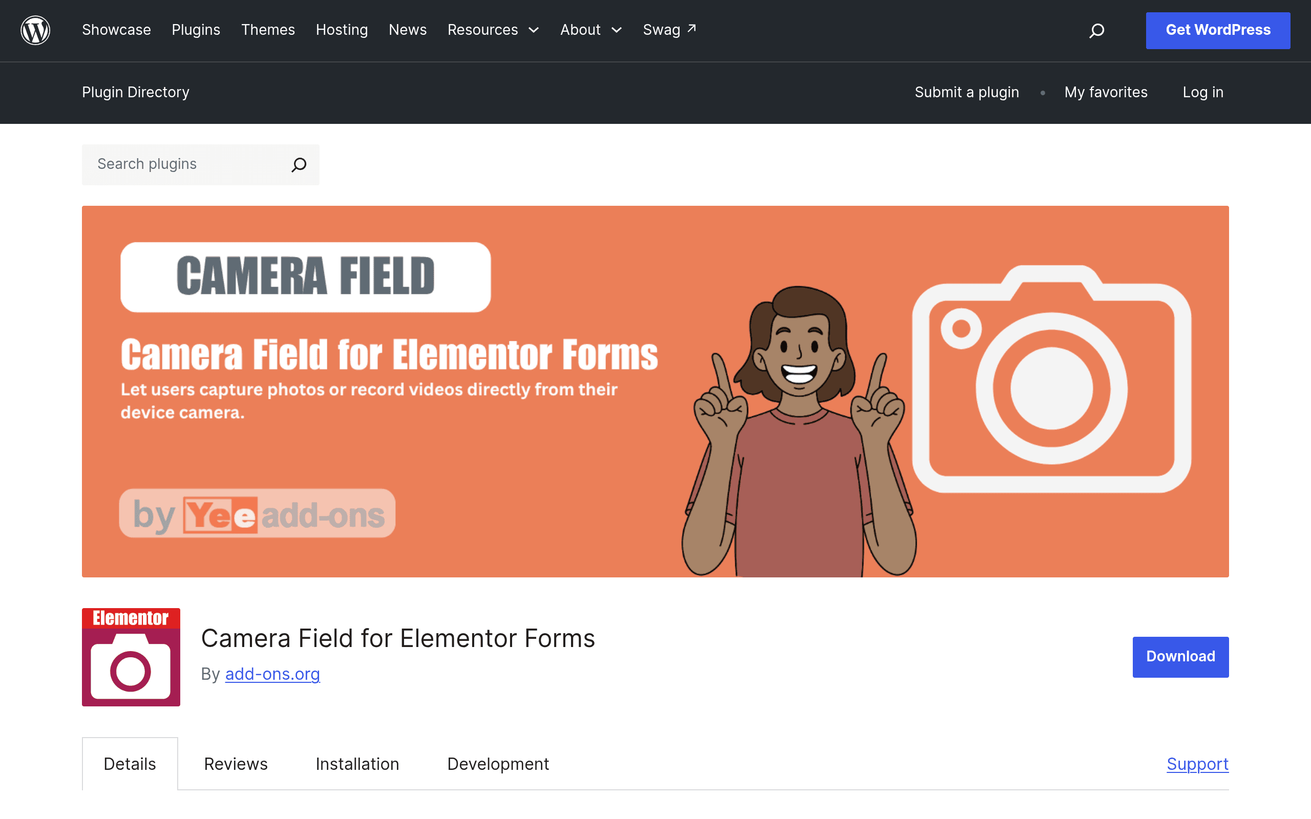 Screenshot of Camera Field for Elementor Forms