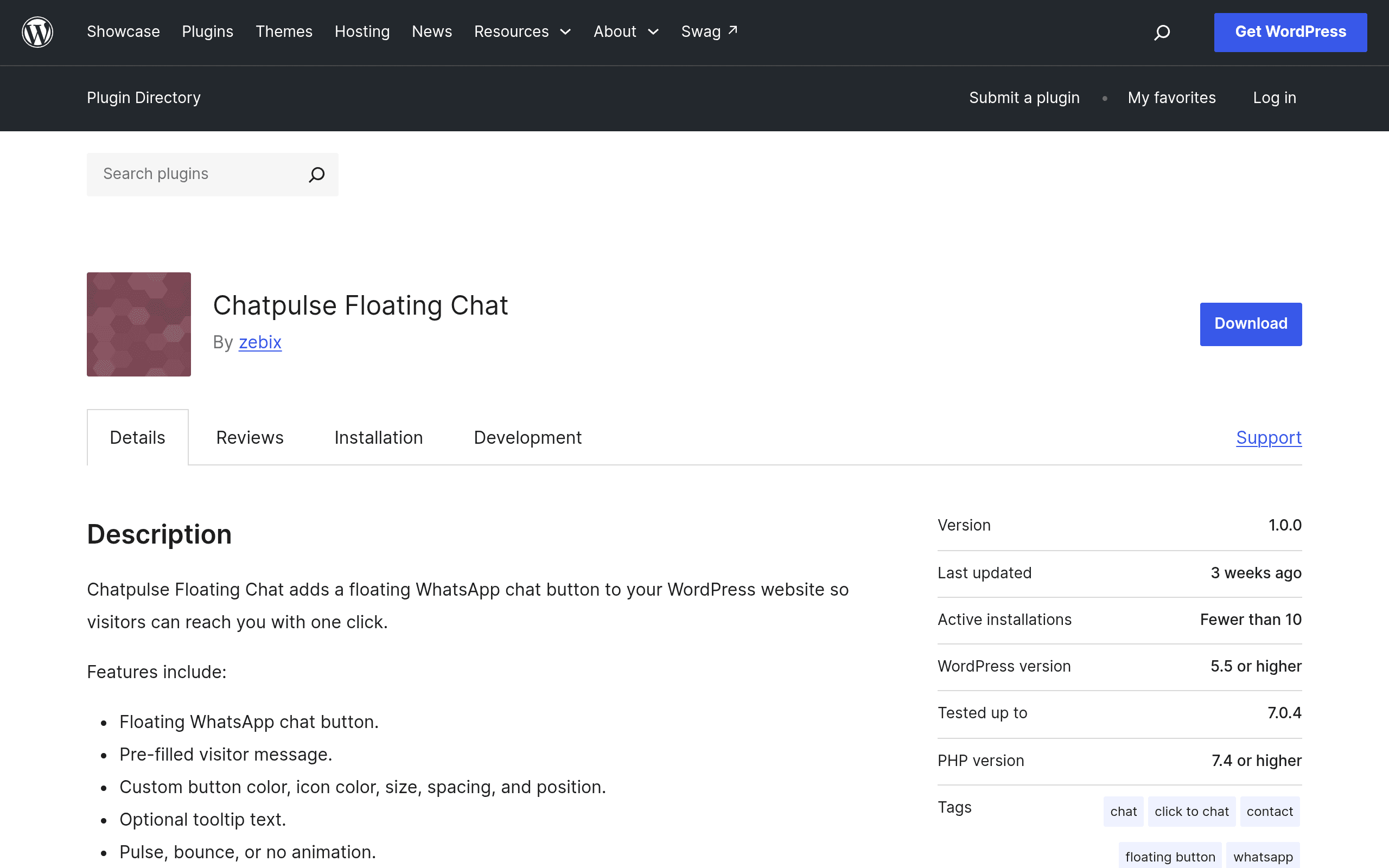 Screenshot of Chatpulse Floating Chat