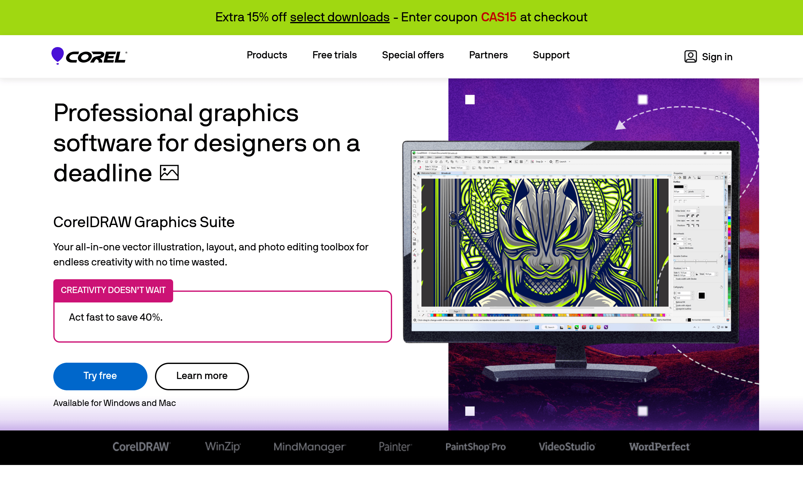 Screenshot of Corel Corporation