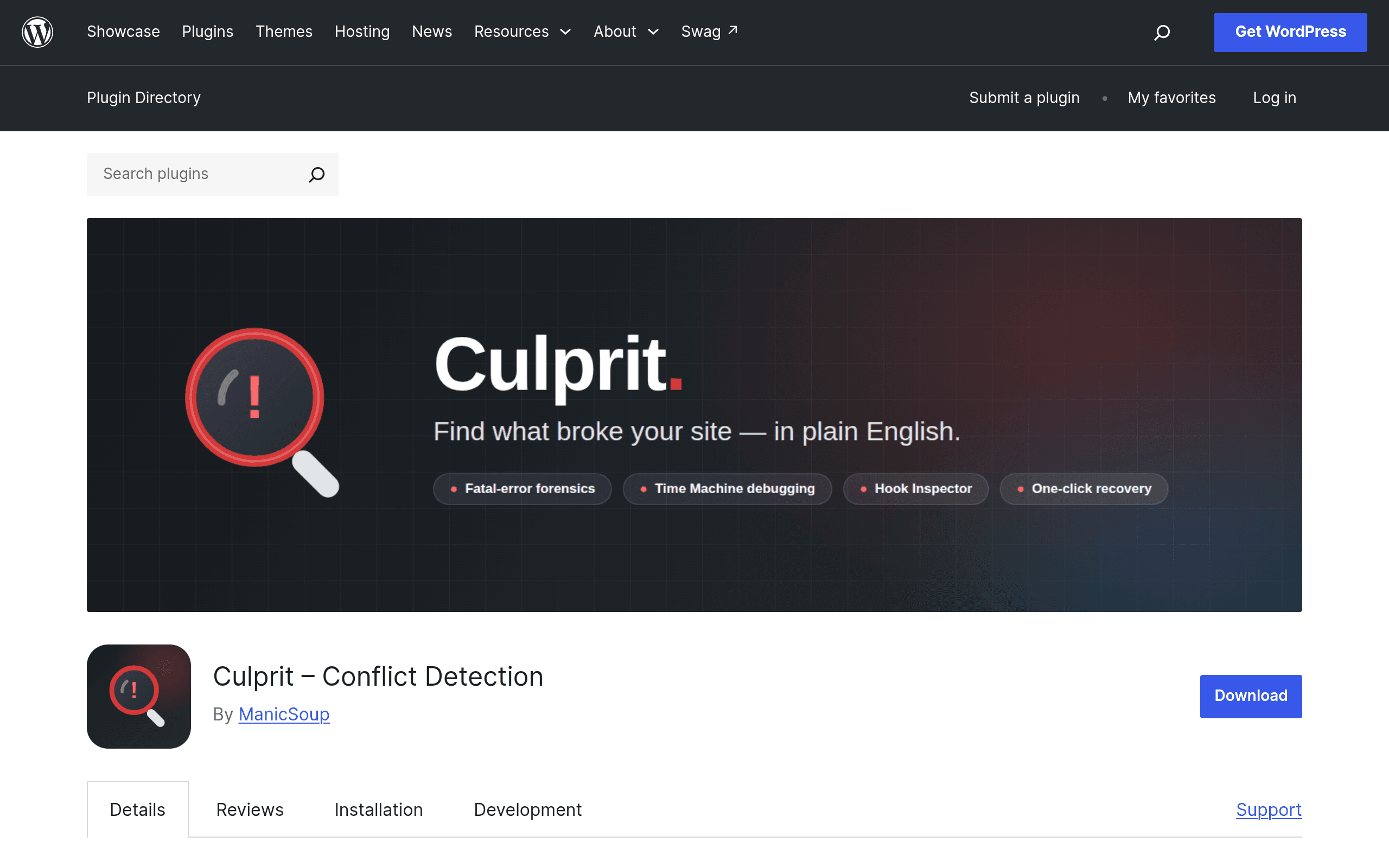 Screenshot of Culprit – Conflict Detection