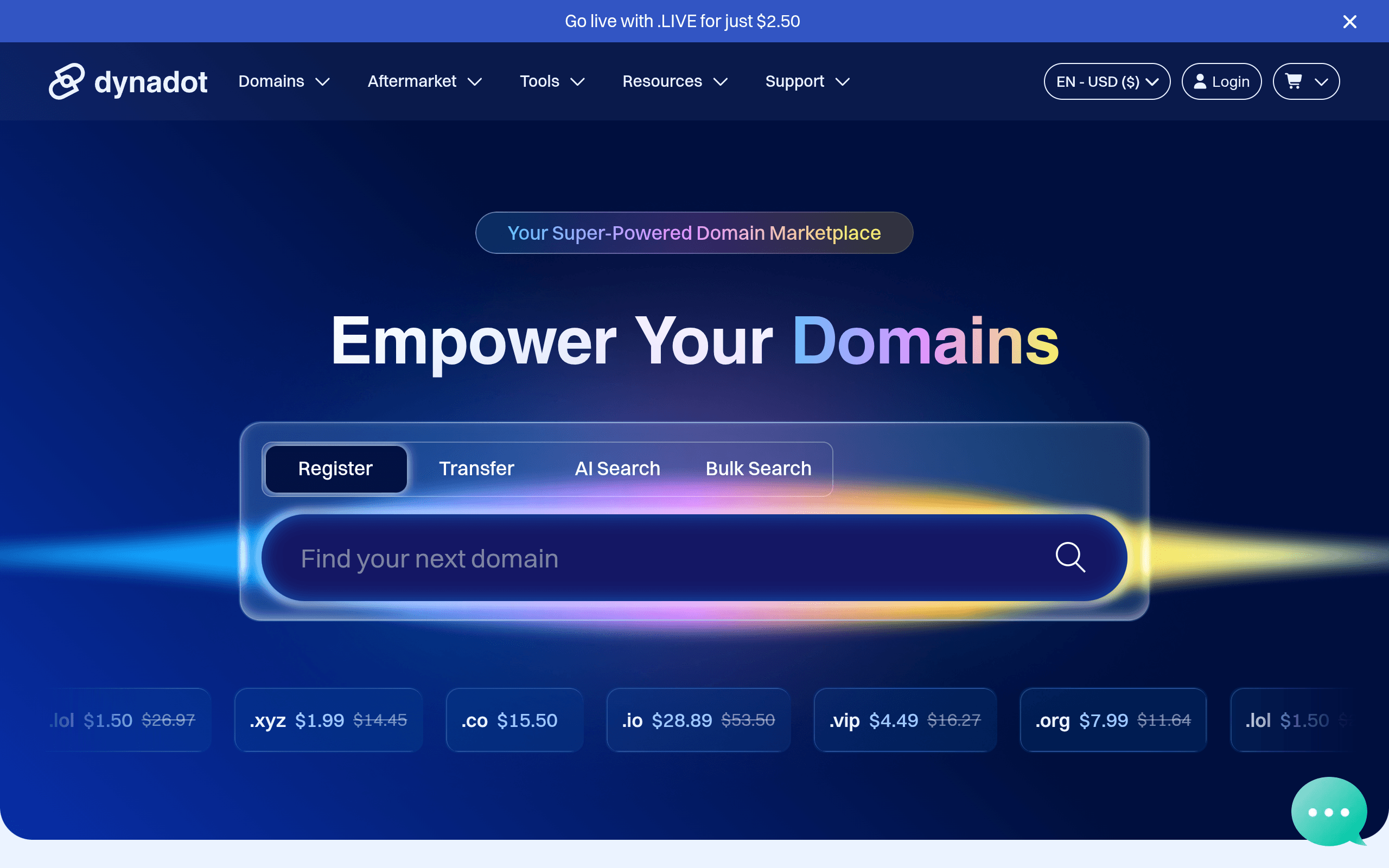 Screenshot of Dynadot.com