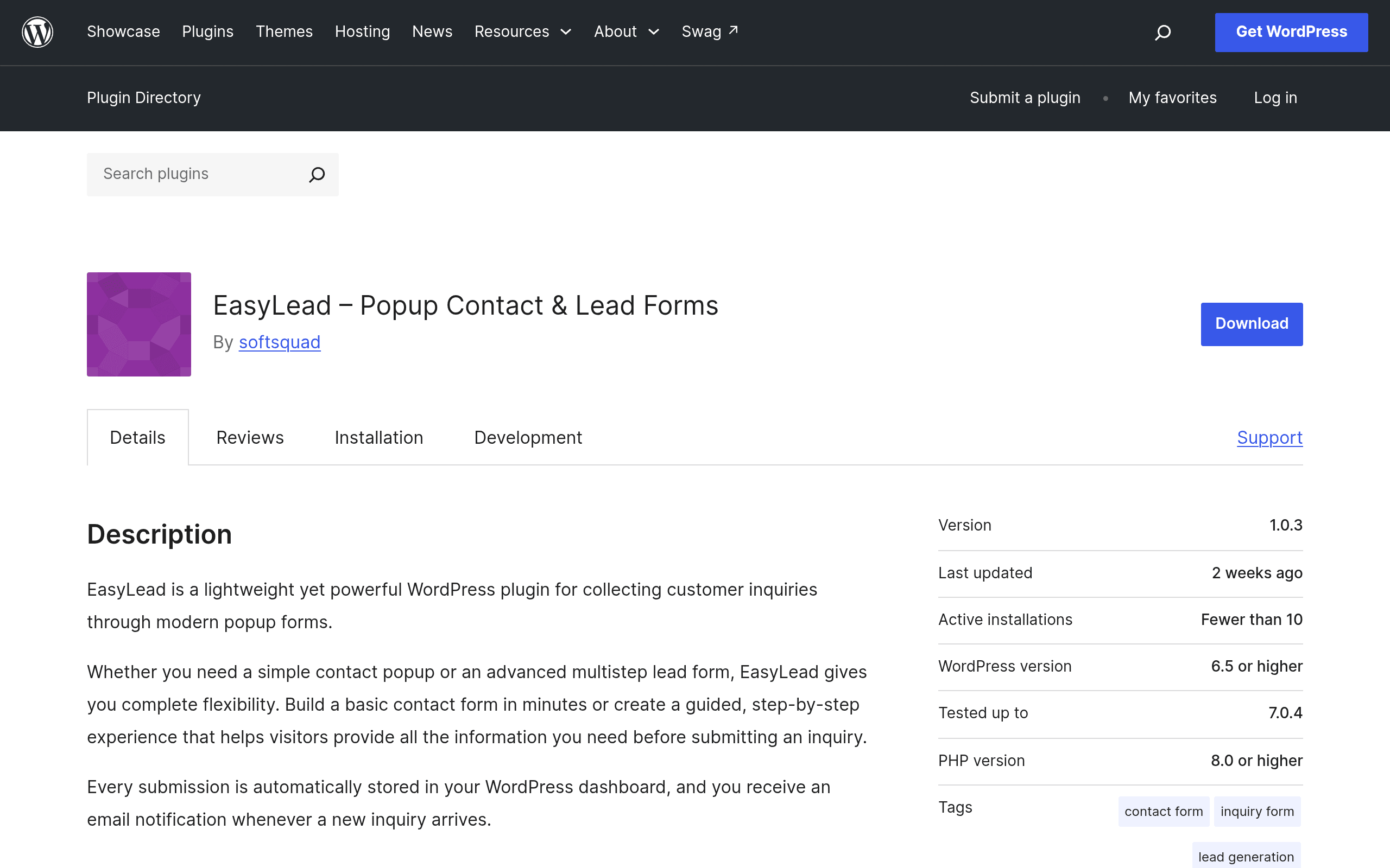 Screenshot of EasyLead – Popup Contact & Lead Forms