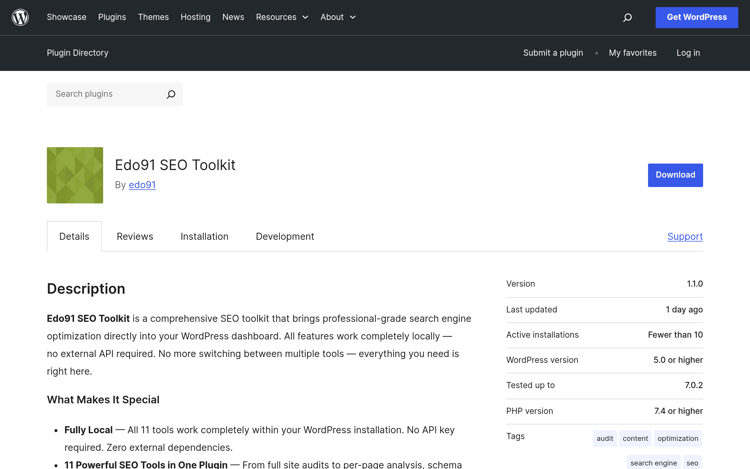 Screenshot of Edo91 SEO Toolkit