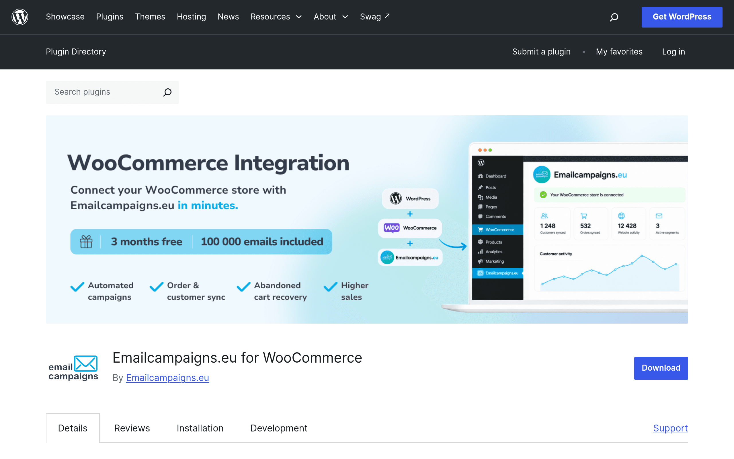 Screenshot of Emailcampaigns.eu for WooCommerce