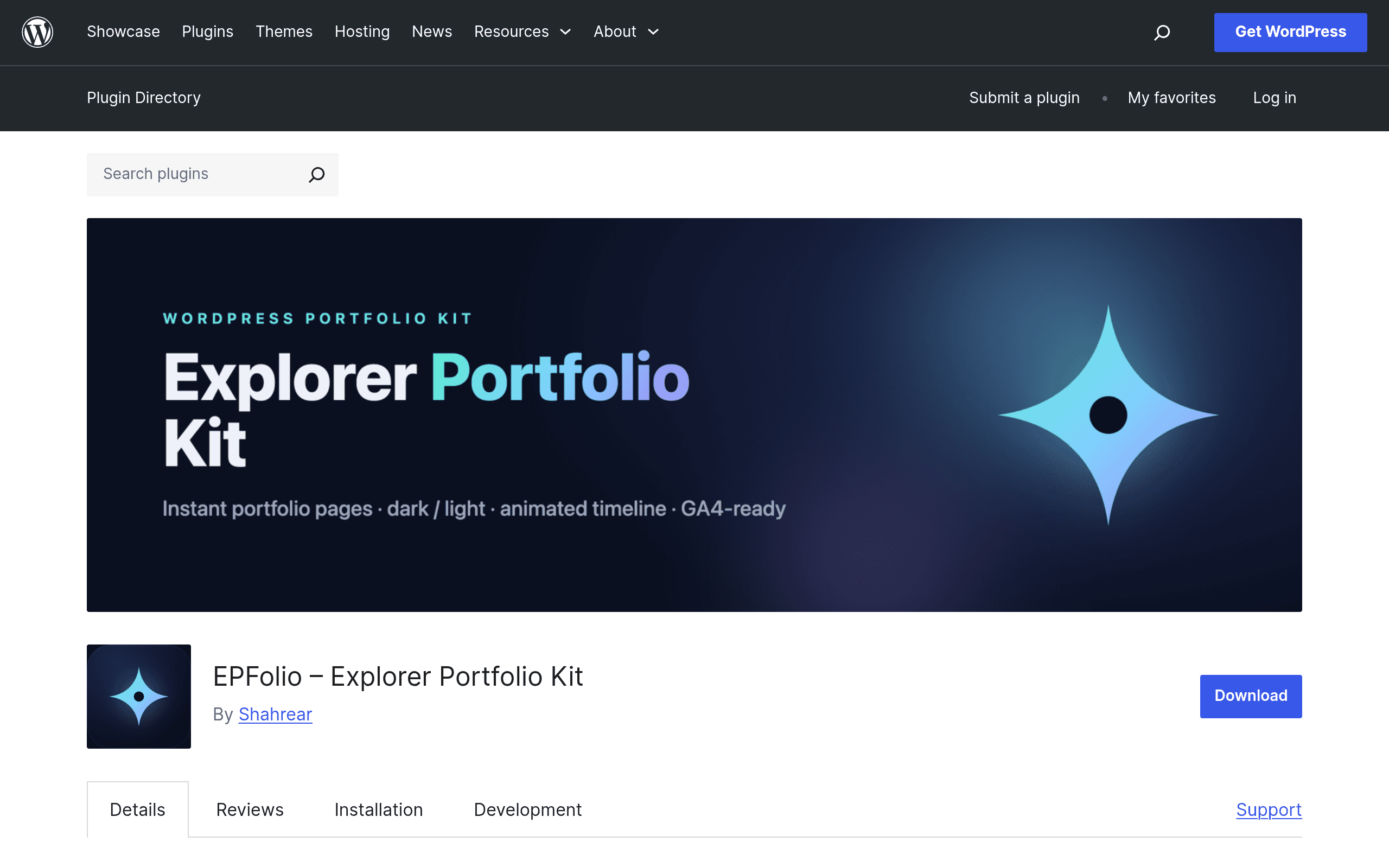 Screenshot of EPFolio – Explorer Portfolio Kit