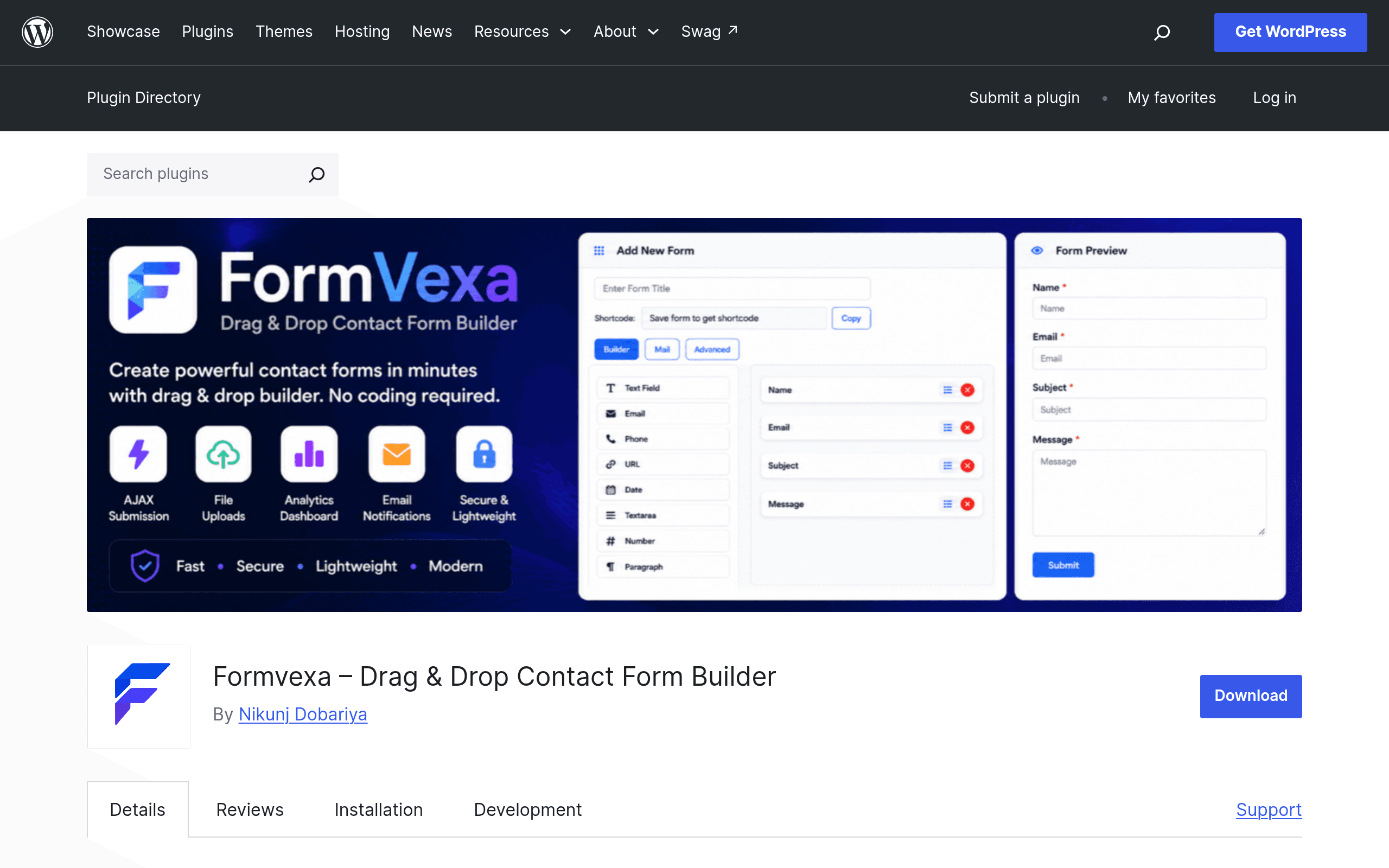 Screenshot of Formvexa – Drag & Drop Contact Form Builder