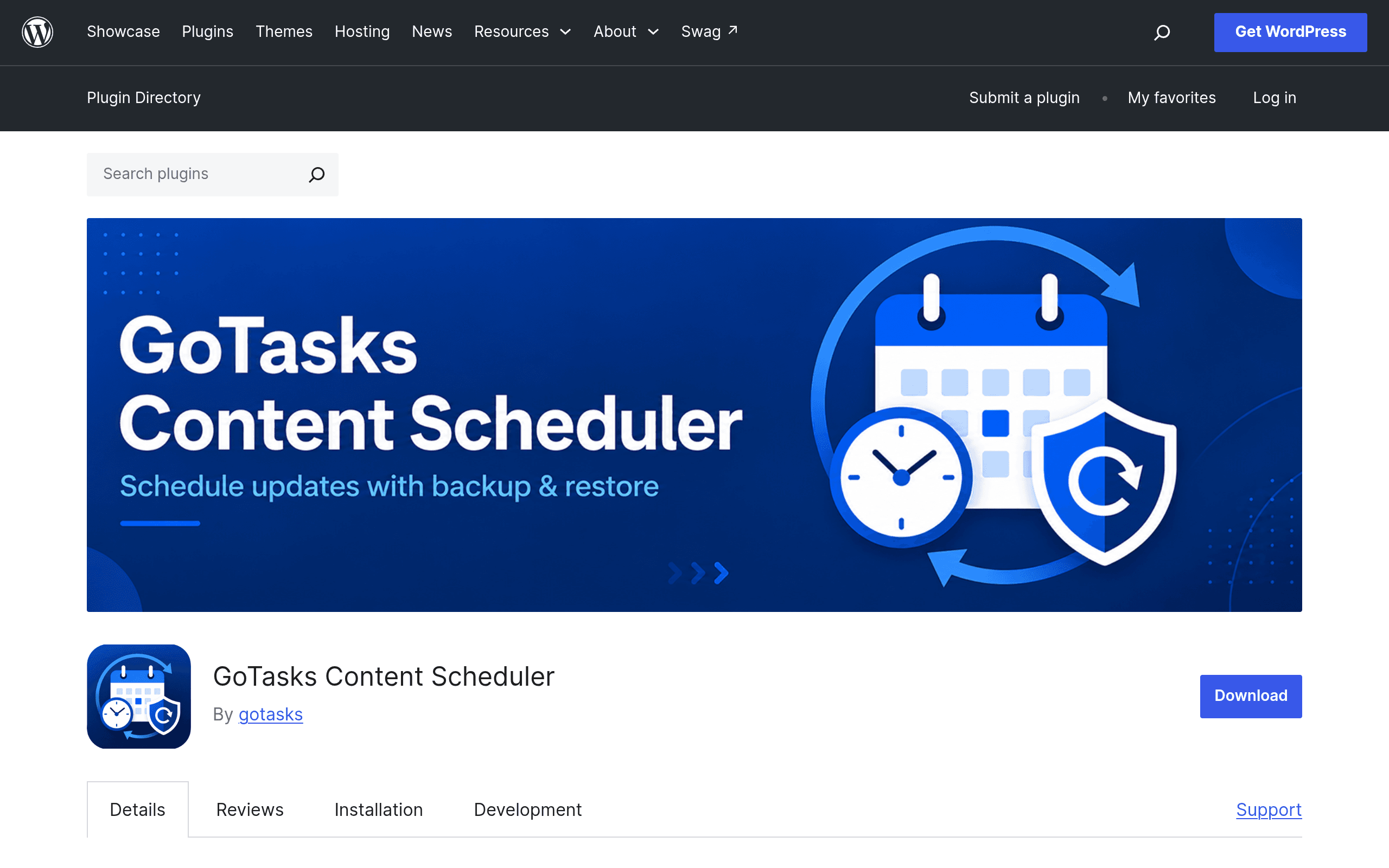 Screenshot of GoTasks Content Scheduler