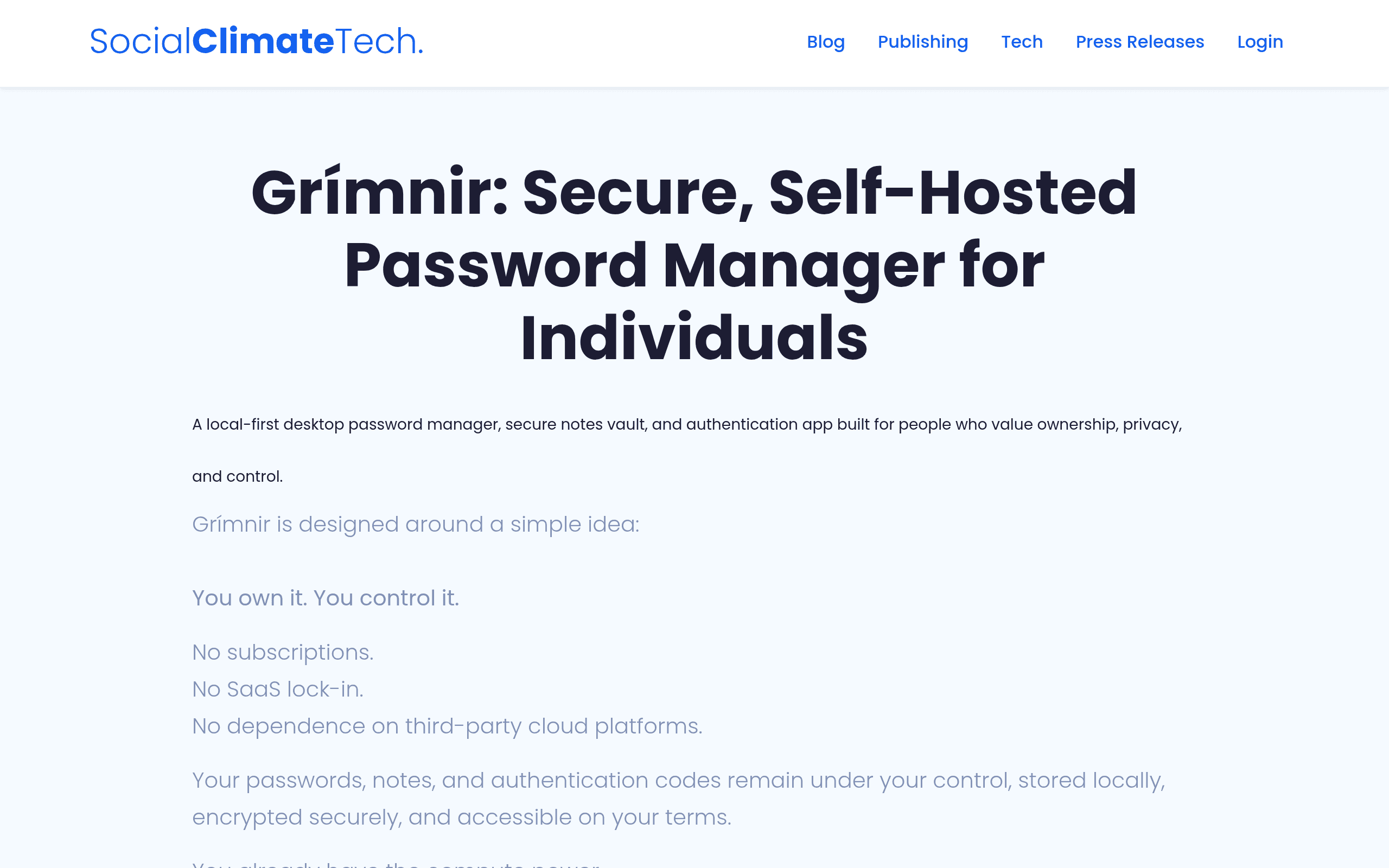 Screenshot of Grimnir Password Manager
