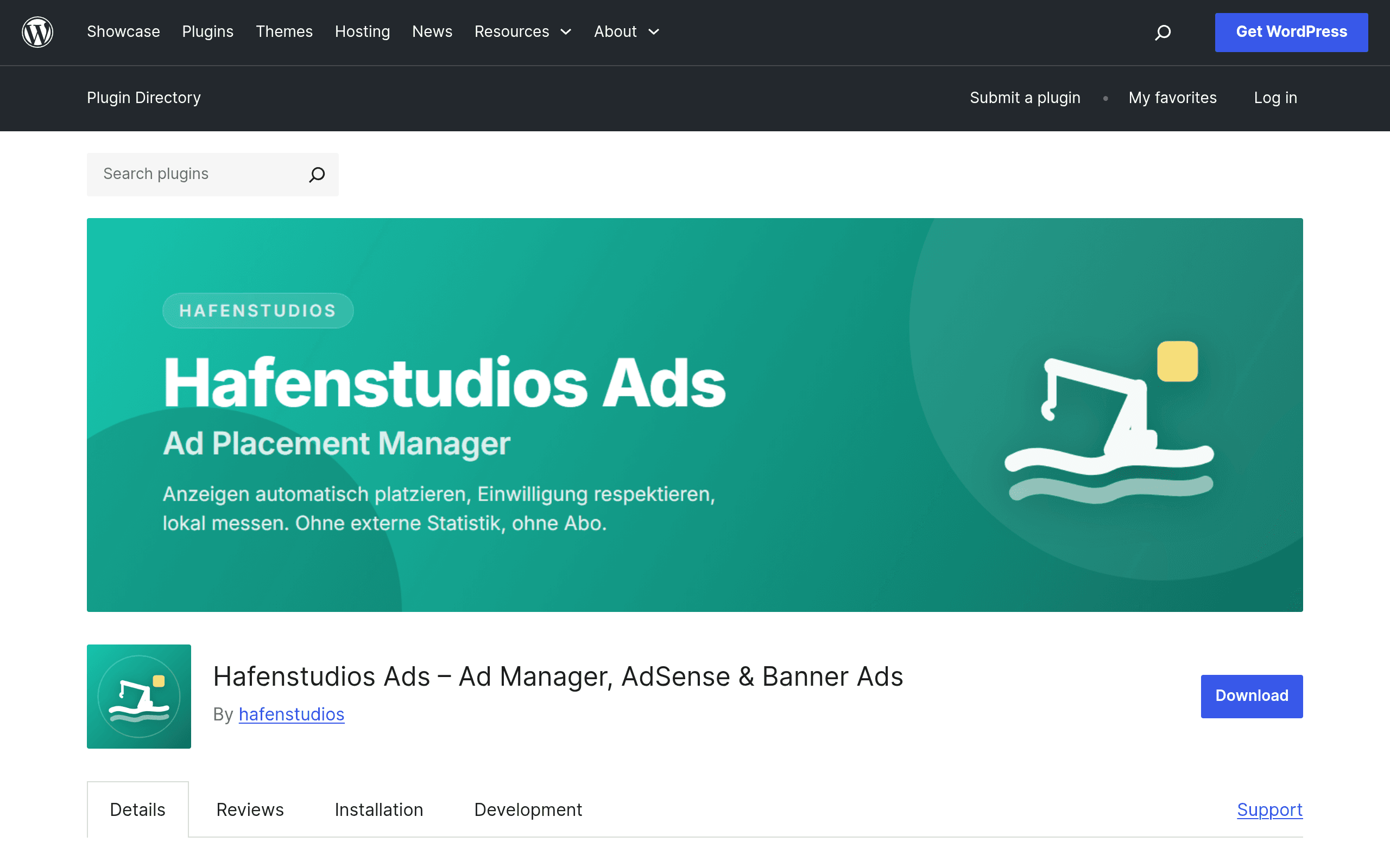 Screenshot of Hafenstudios Ads – Ad Placement Manager