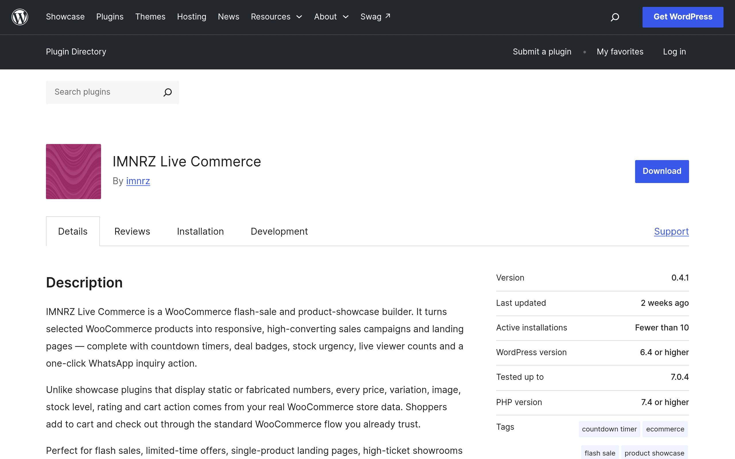 Screenshot of IMNRZ Live Commerce