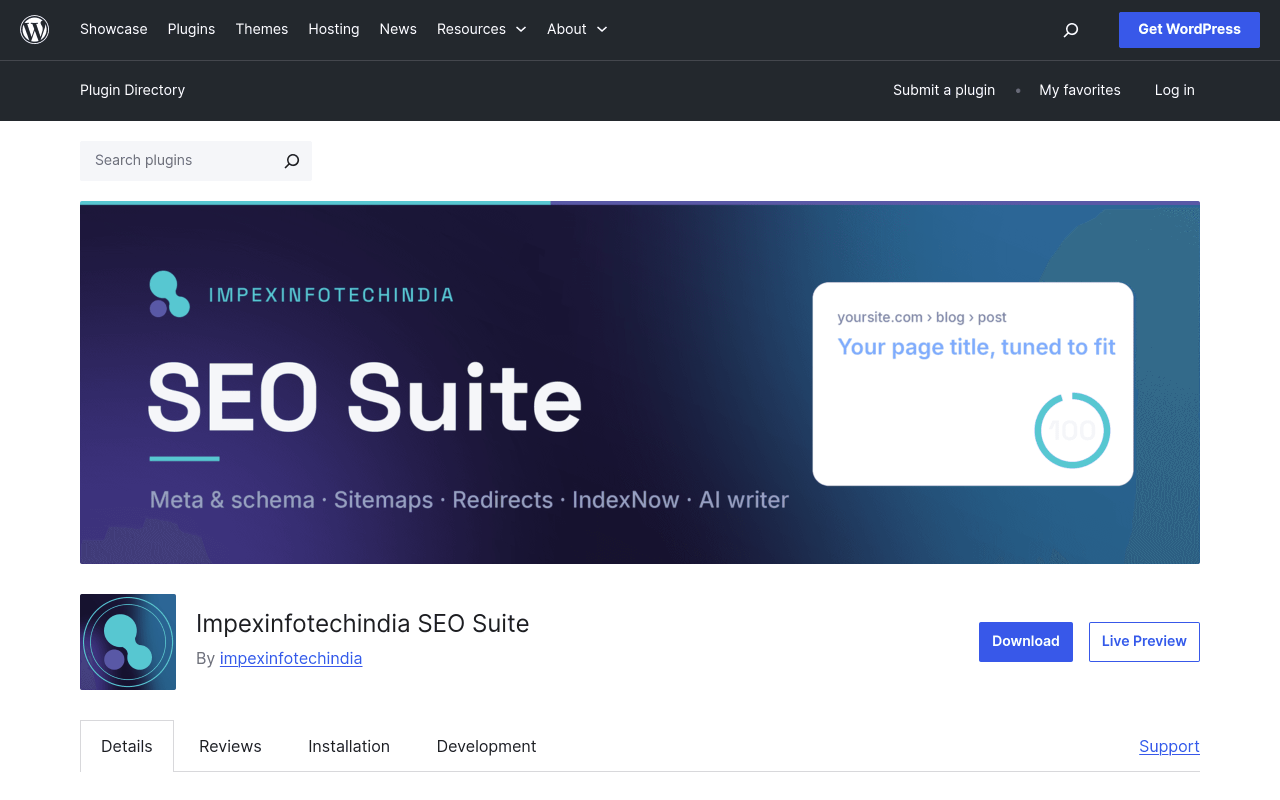 Screenshot of Impexinfotechindia SEO Suite