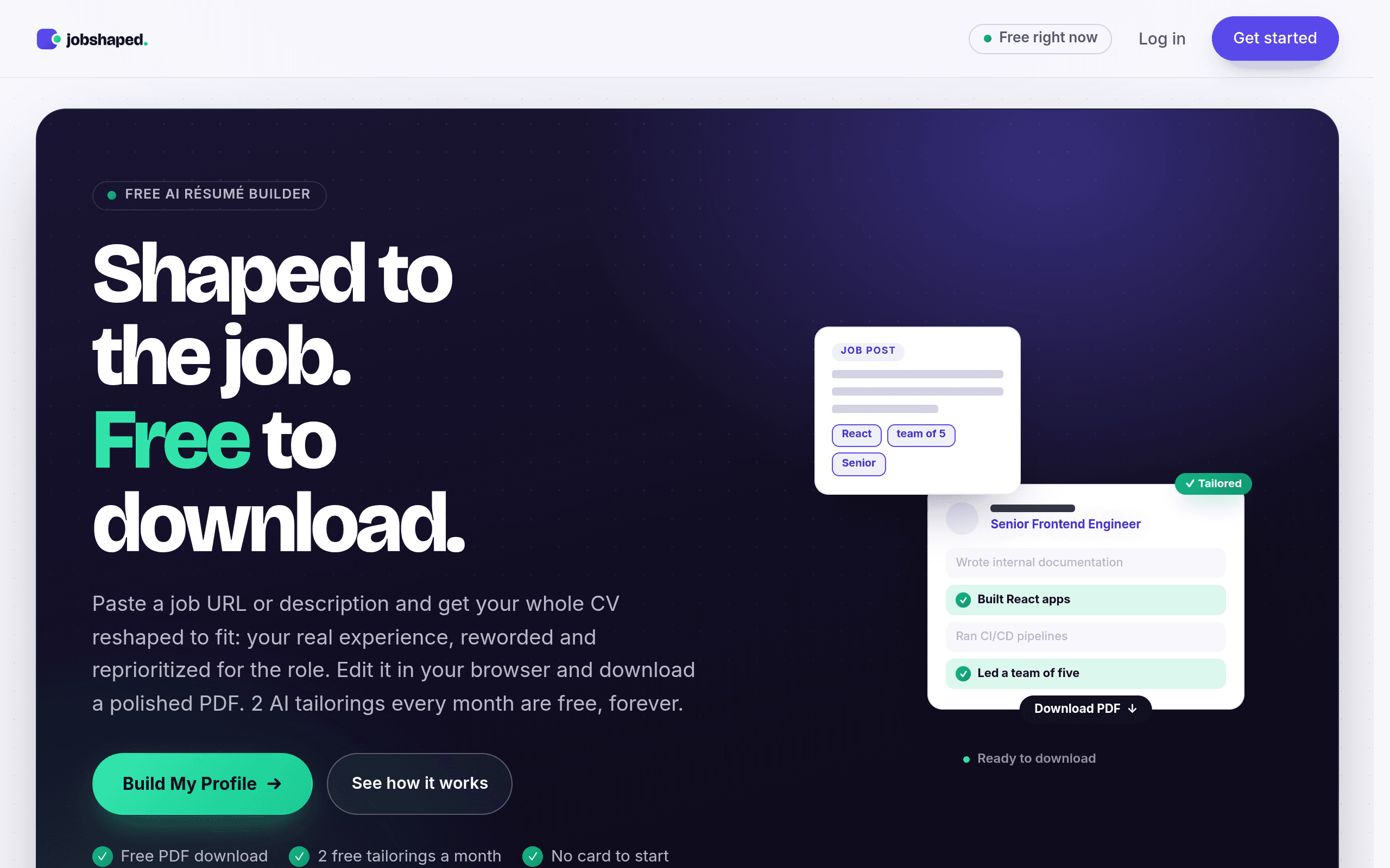 Screenshot of JobShaped