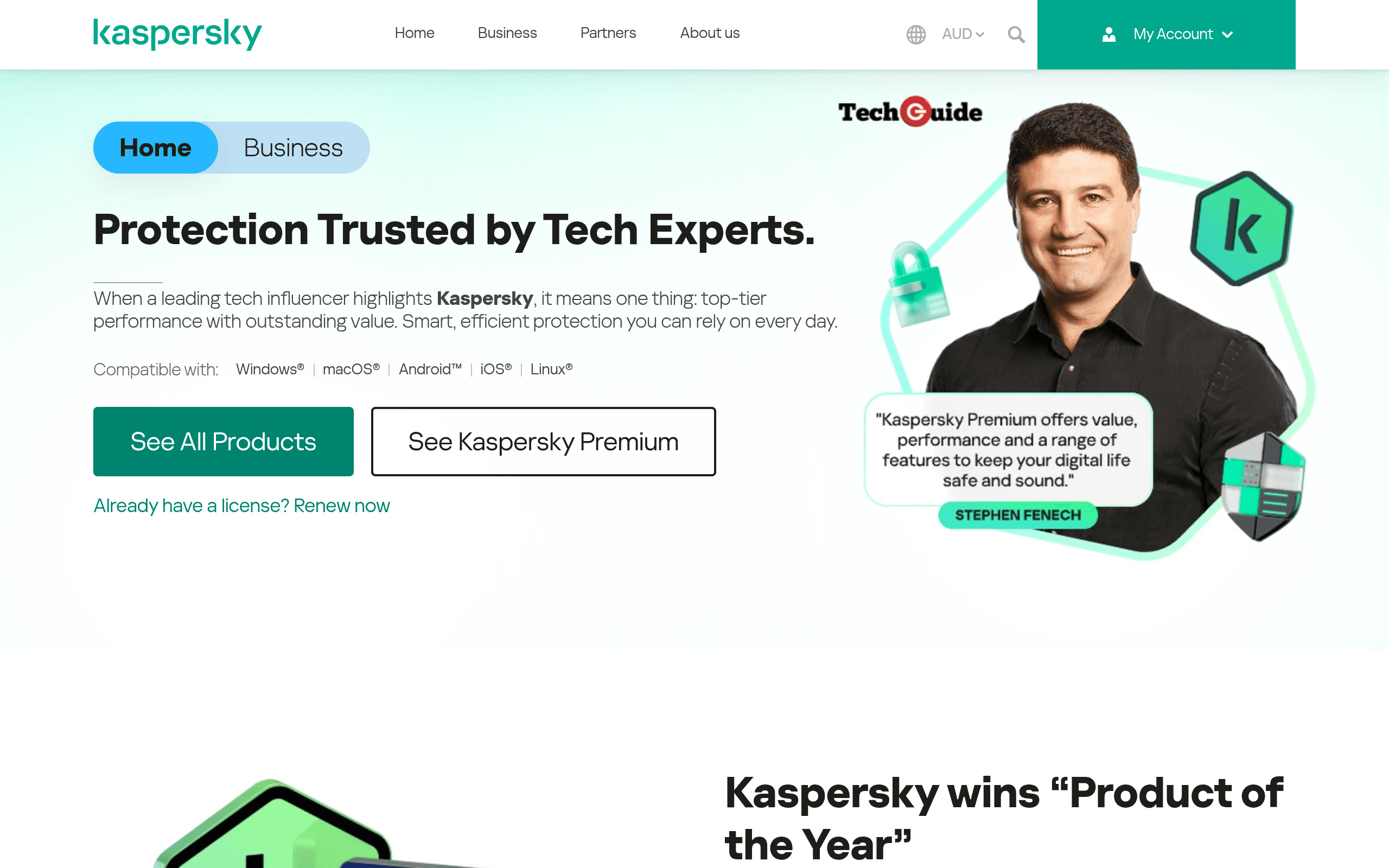 Screenshot of Kaspersky Australia & New Zealand