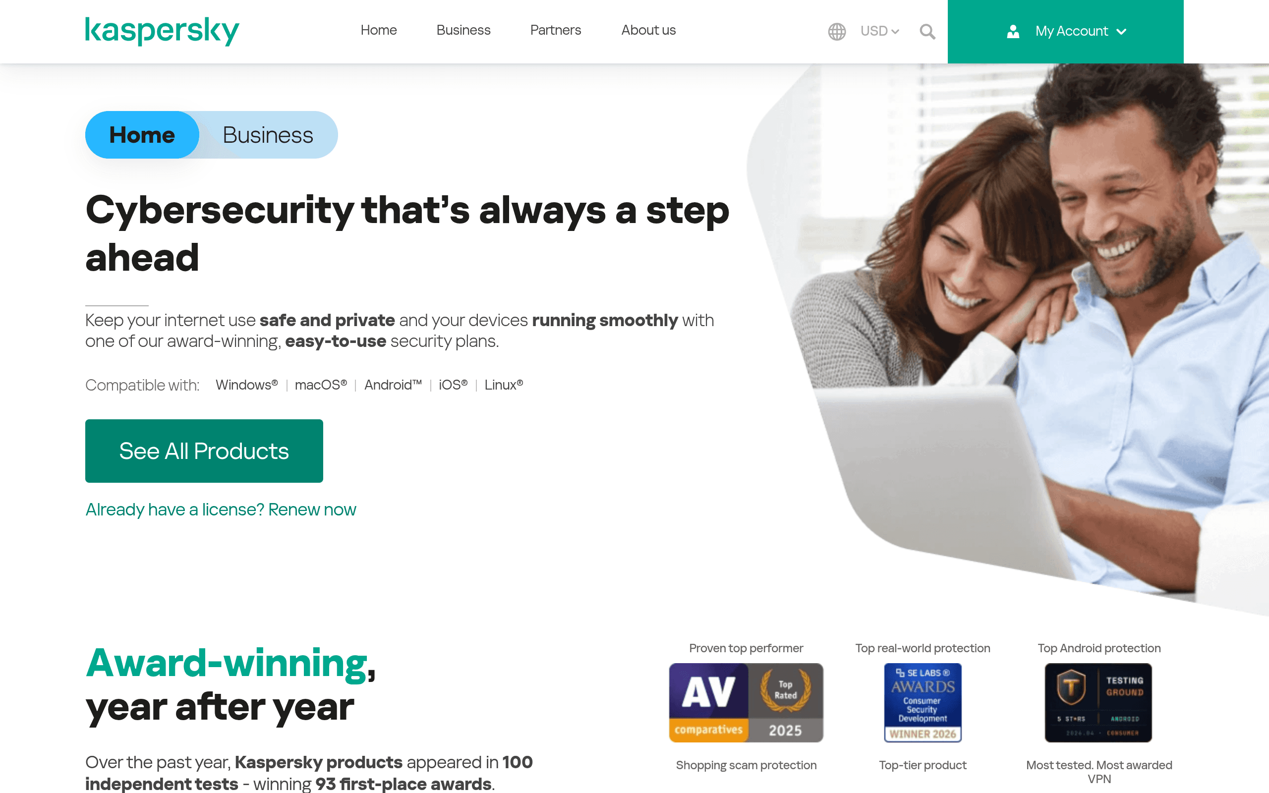 Screenshot of Kaspersky India, Africa & Middle East