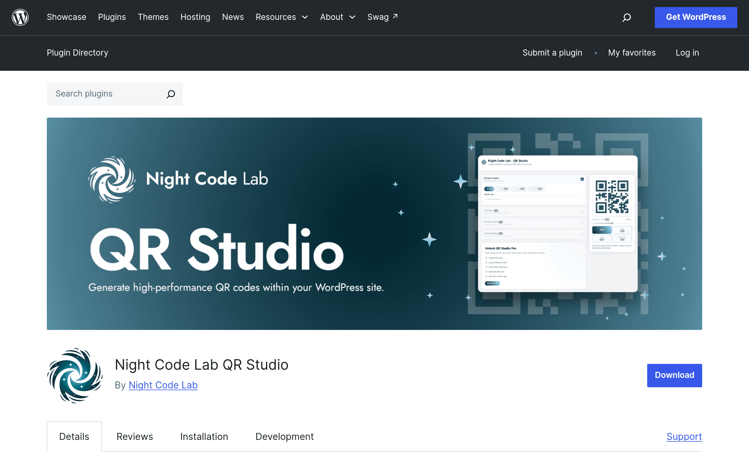 Screenshot of Night Code Lab QR Studio