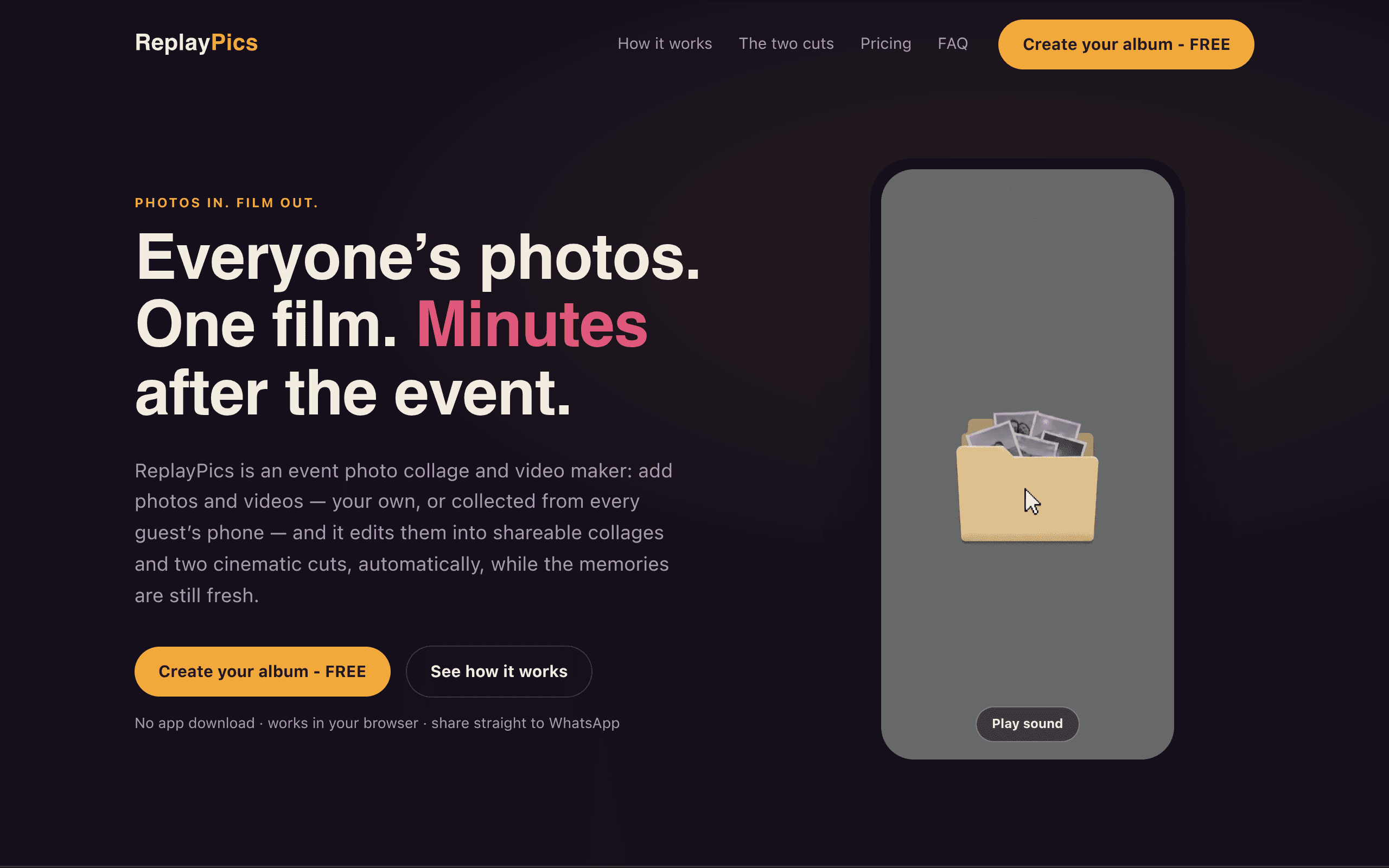 Screenshot of ReplayPics