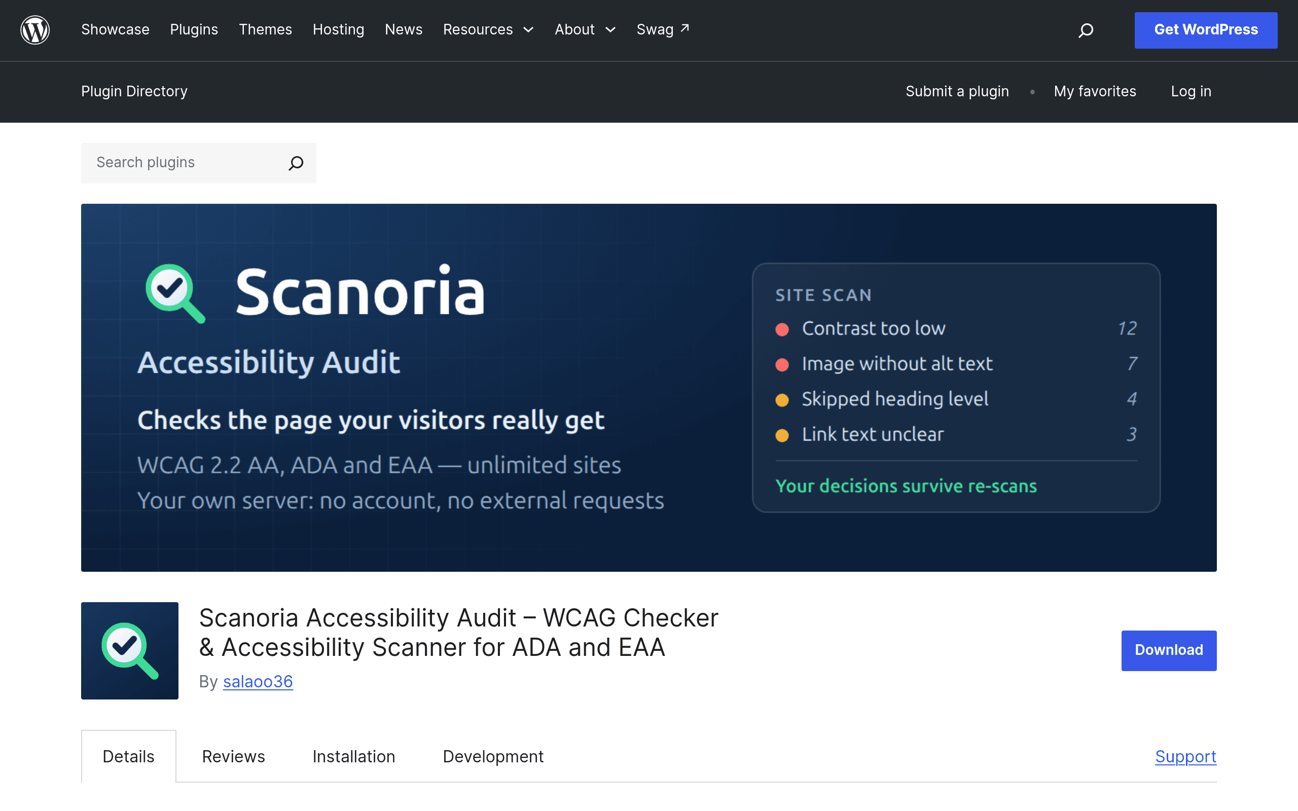Screenshot of Scanoria Accessibility Audit – WCAG Checker & Accessibility Scanner for ADA and EAA