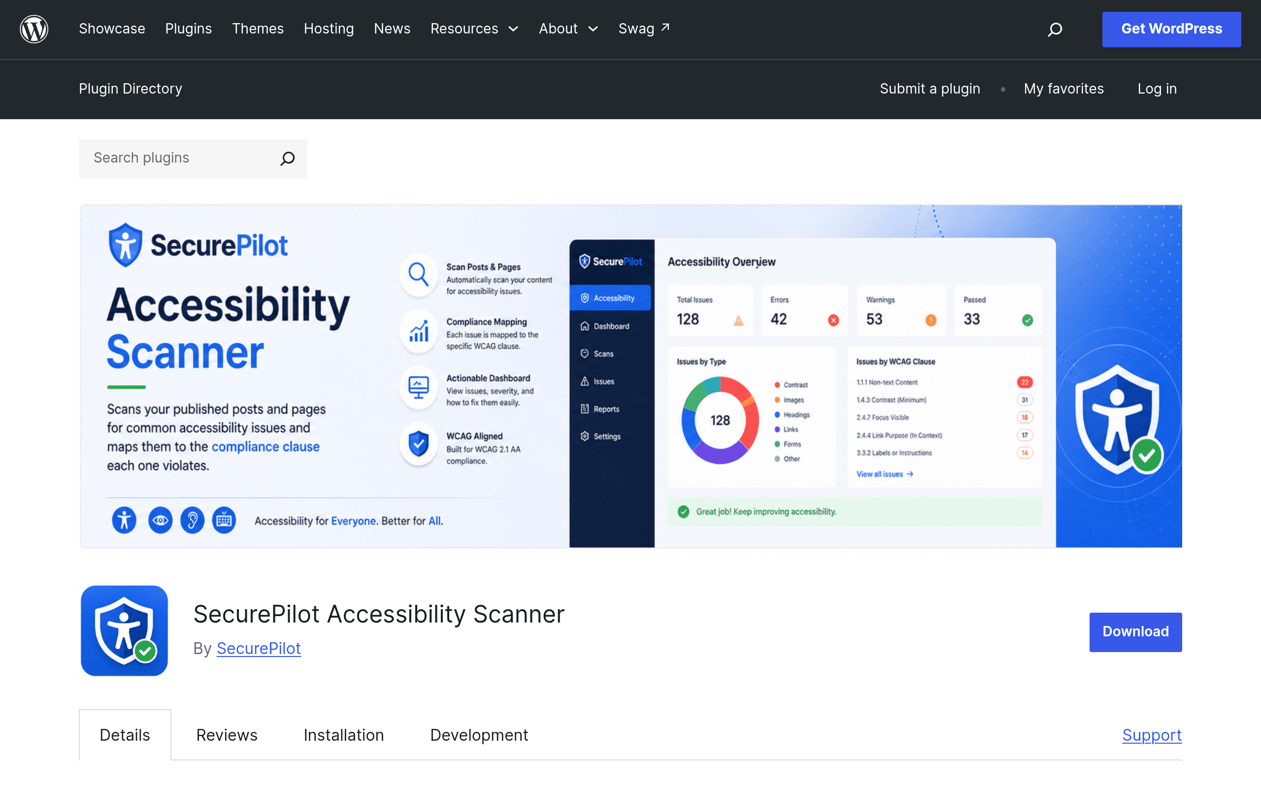 Screenshot of SecurePilot Accessibility Scanner