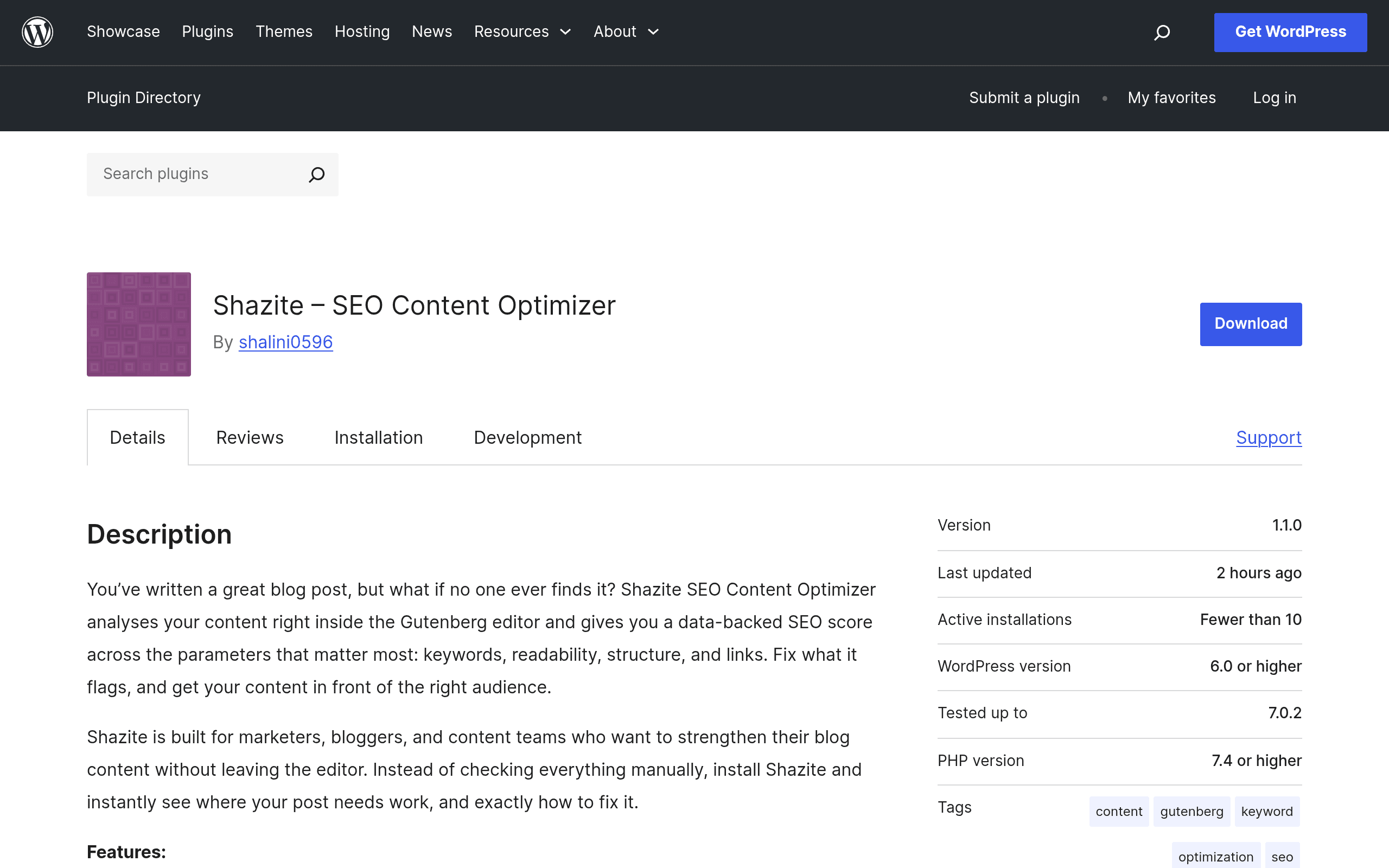 Screenshot of Shazite – SEO Content Optimizer