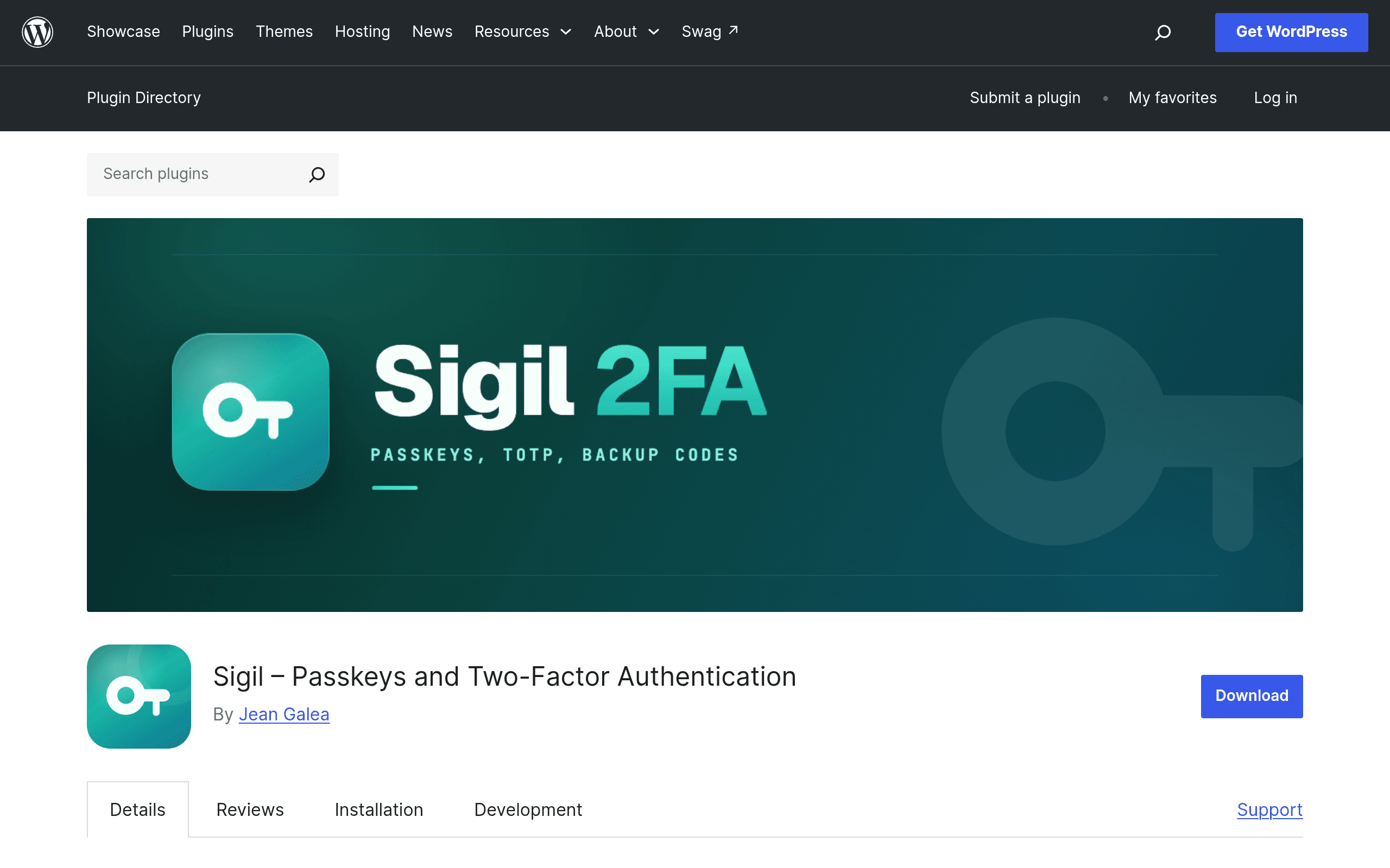 Screenshot of Sigil – Passkeys and Two-Factor Authentication