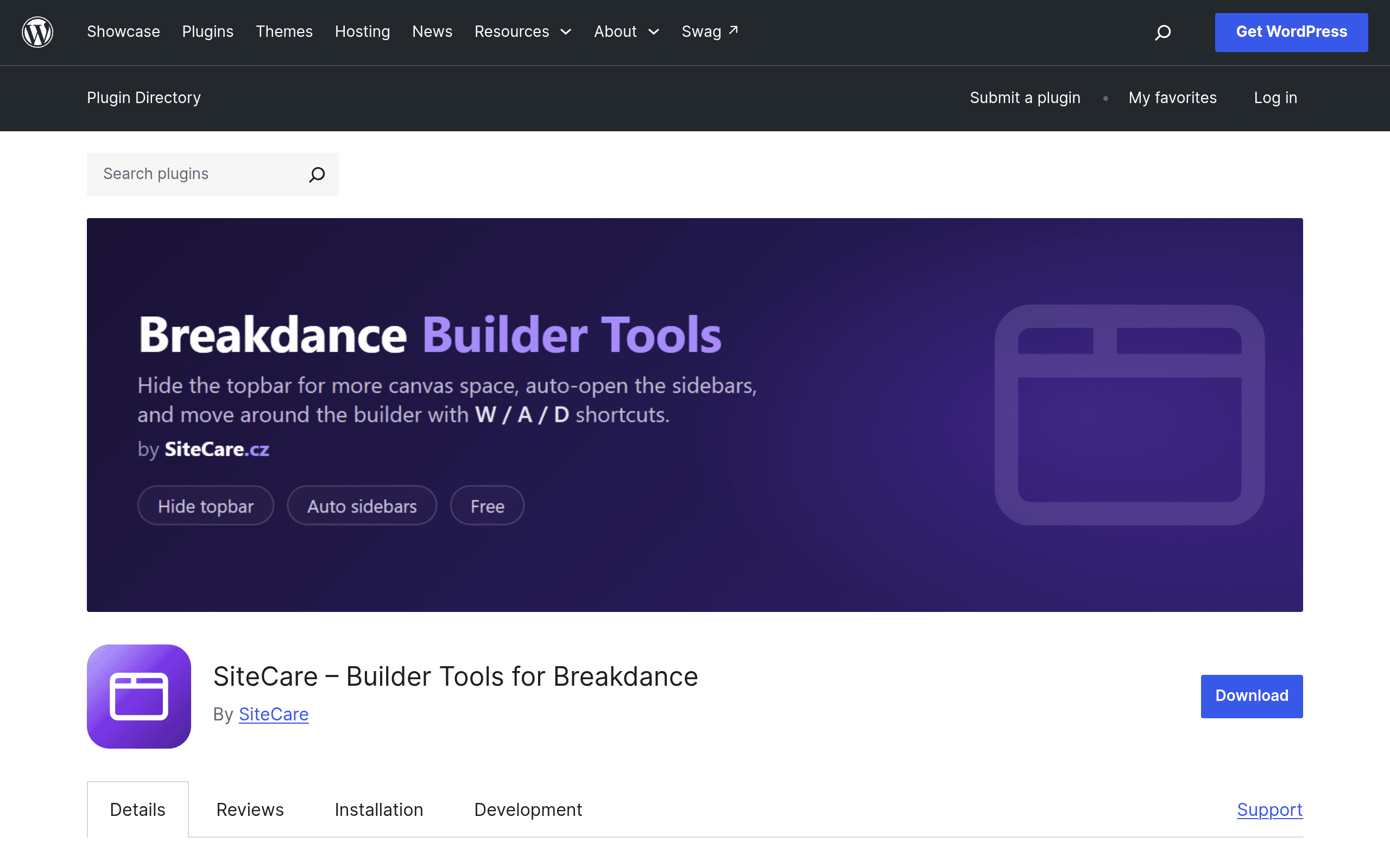 Screenshot of SiteCare – Builder Tools for Breakdance