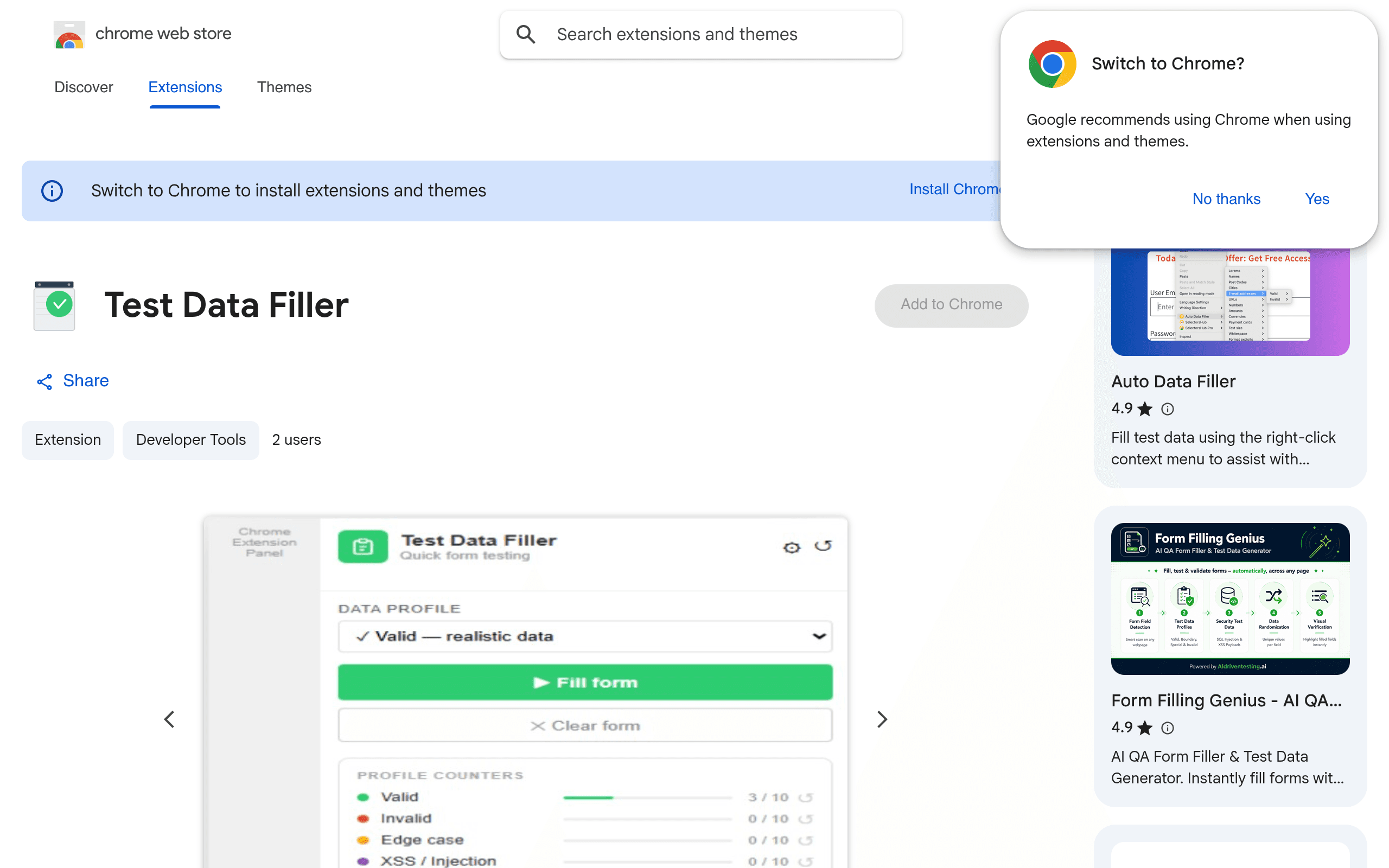 Screenshot of Test Data Filler
