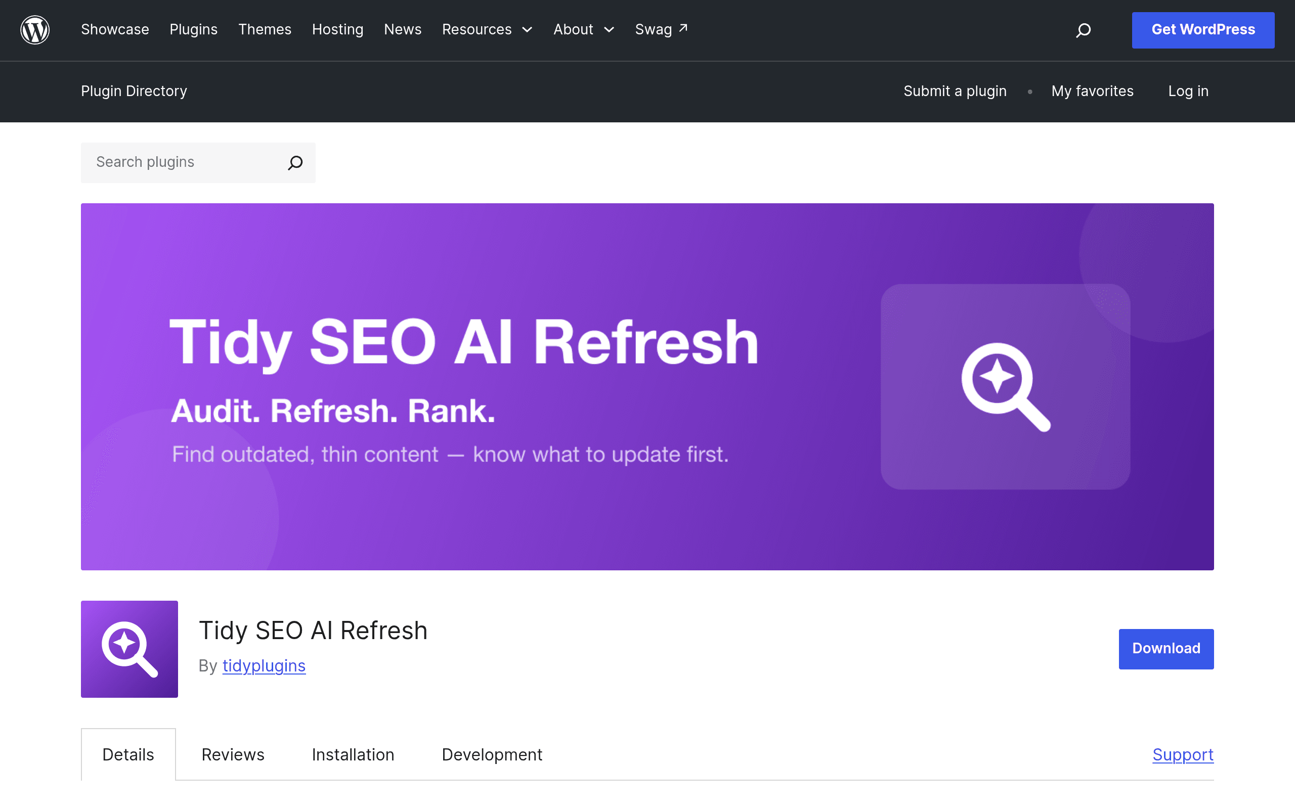 Screenshot of Tidy SEO AI Refresh