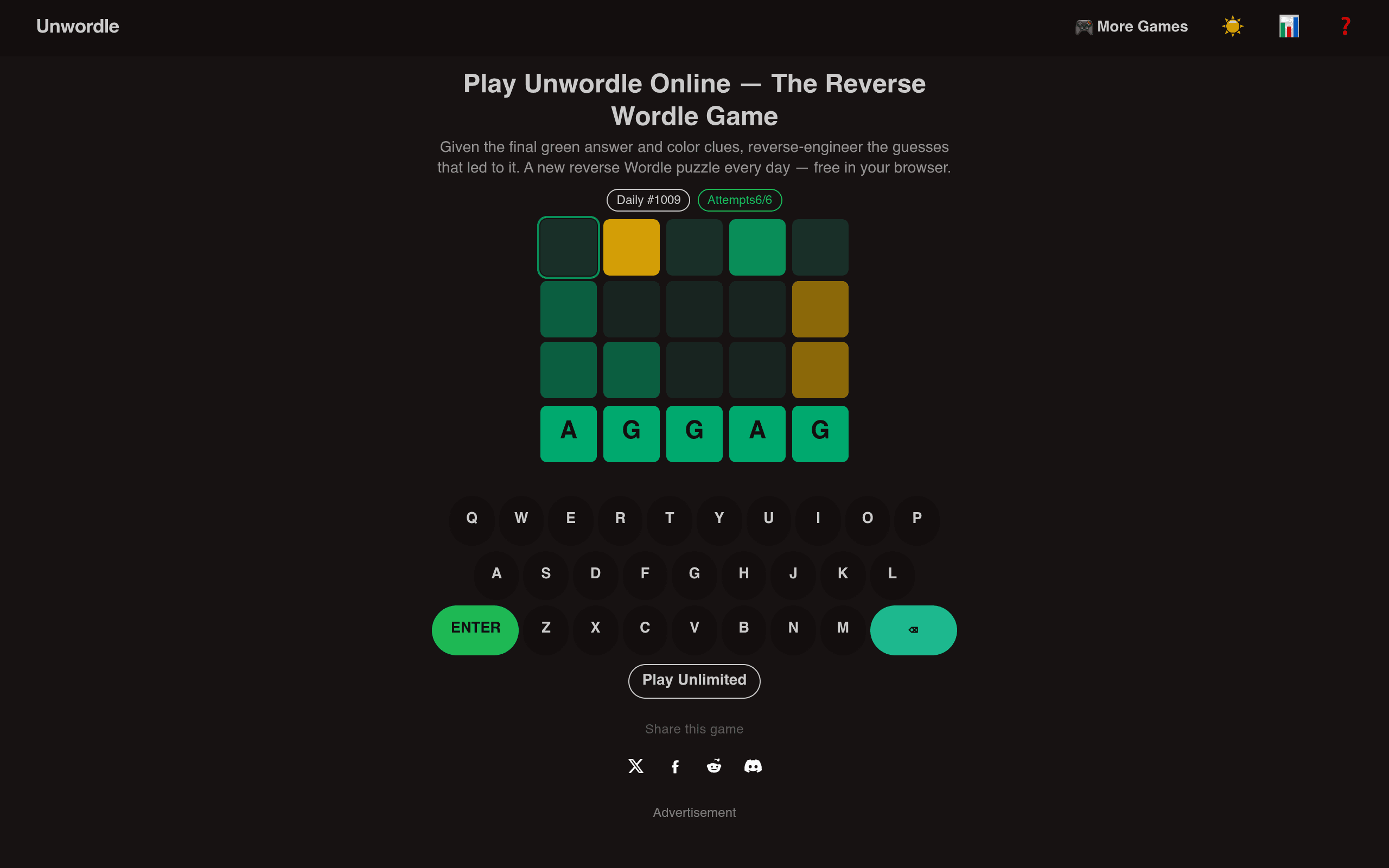 Screenshot of Unwordle Online