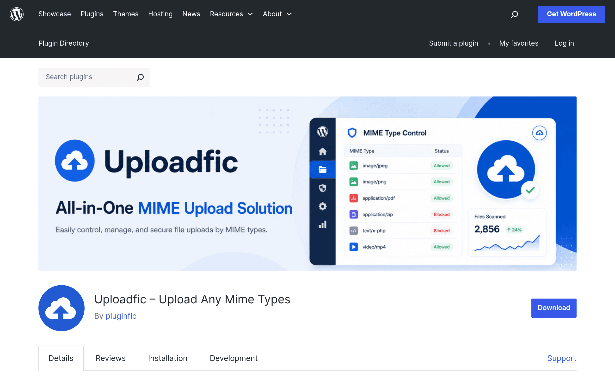 Screenshot of Uploadfic – Upload Any Mime Types